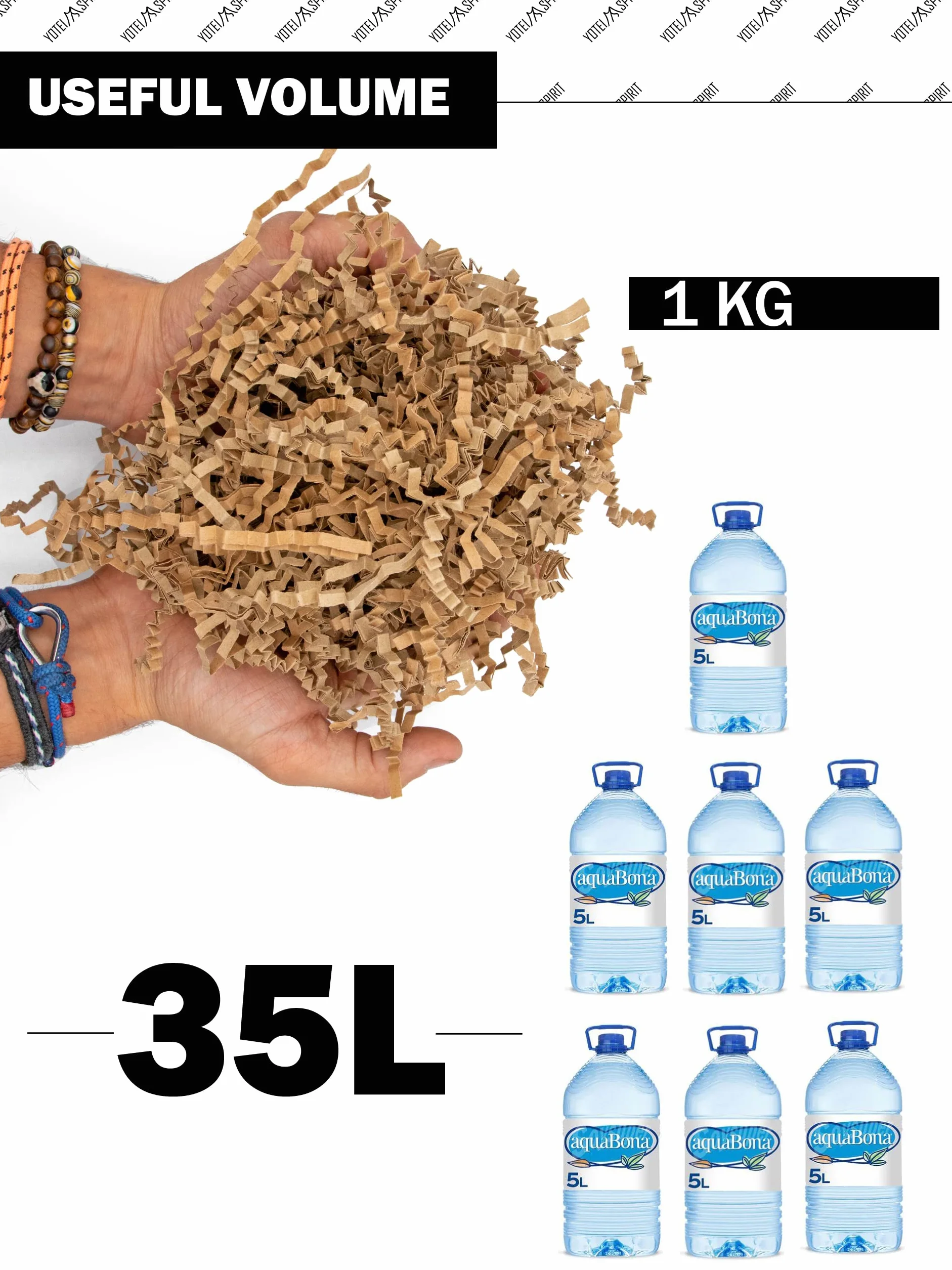 1kg Rozdrobniony papier kraft na prezent - Frisure do pakowania, koszy i pudełek - wypełnienie pudełka prezentowego, pudełko kartonowe (Kraft, 1kg)