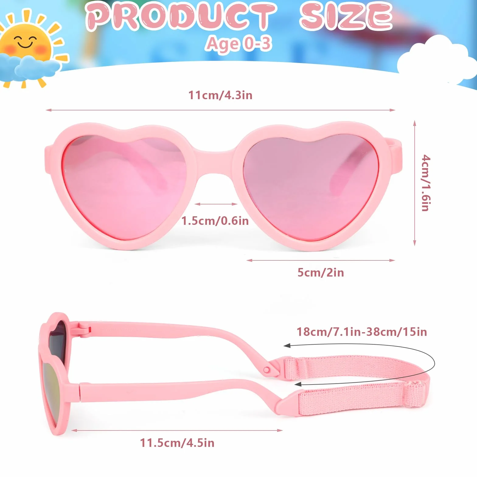 Hifot Dziecięce okulary przeciwsłoneczne UV400, polaryzacyjne okulary przeciwsłoneczne, dla małych dzieci, dziewcząt, chłopców, ochrona przed promieniowaniem ultrafioletowym, 0-3 lata