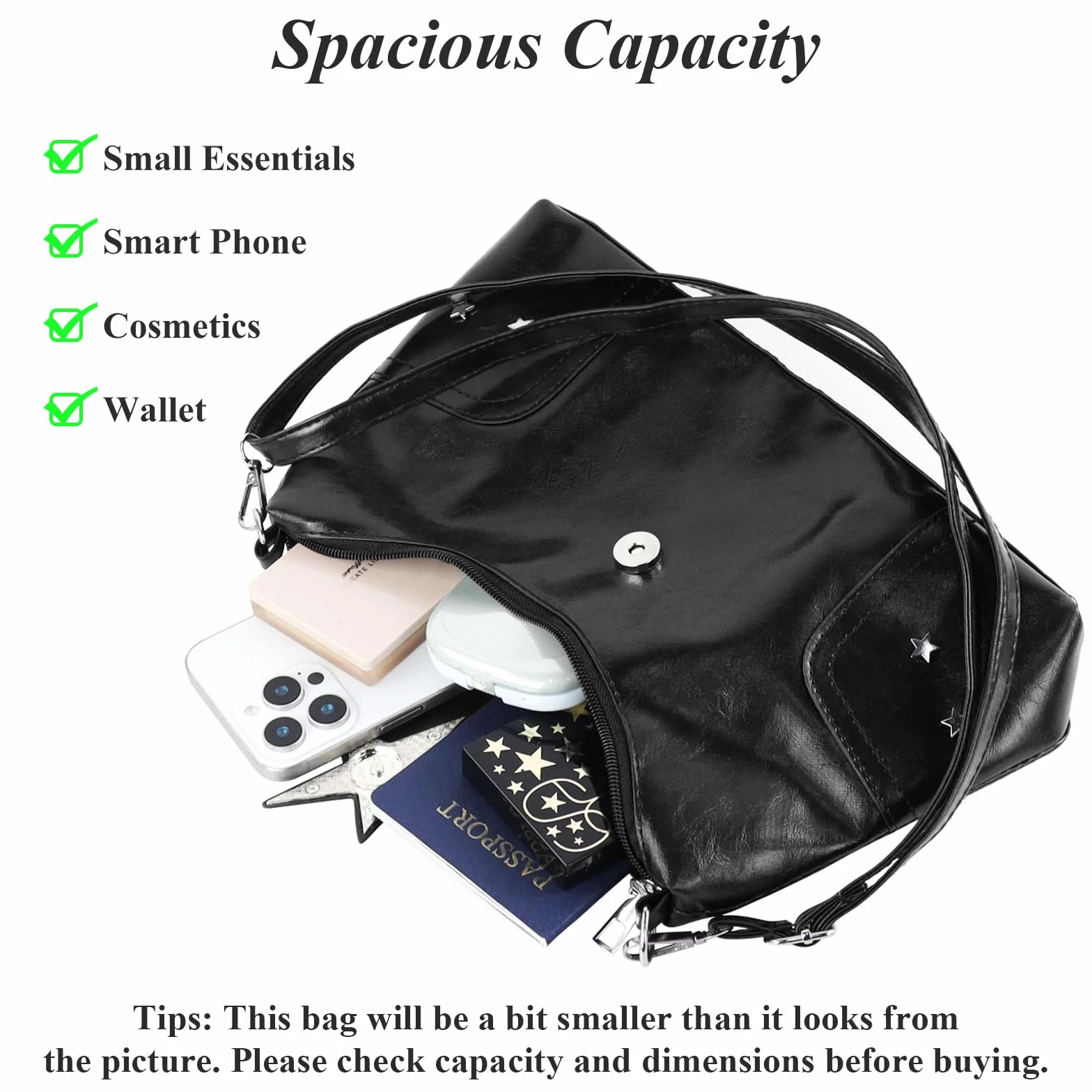 Y2K damska torba na ramię, lekka torebka z poliuretanu, z regulowanym paskiem na ramię, mała torba na ramię z zapięciem magnetycznym, torba Crossbody na co dzień, na zakupy i w podróż