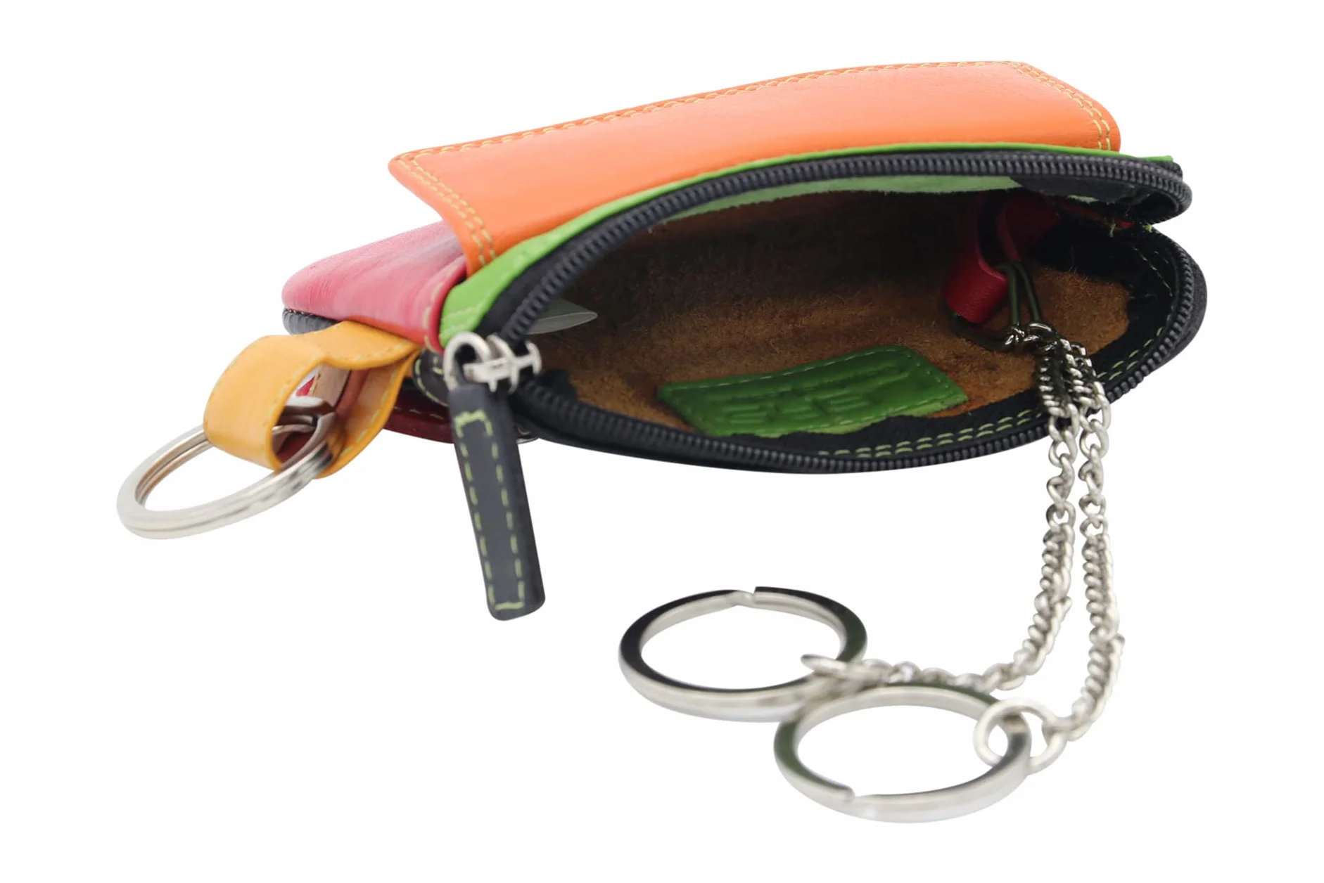 LEAS Damen und Herren mehrfarbige Schlüsseltasche mit Kleingeldfach Echt-Leder, bunt Multicolore-Serie