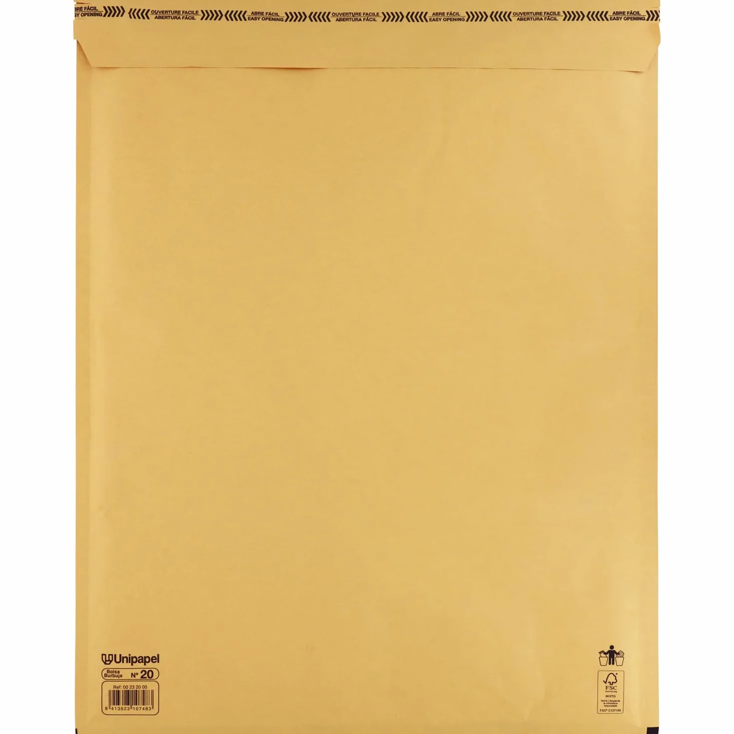 Unipapel | Koperty pikowane Kraft z wewnętrznym papierem bąbelkowym | Nr 20 Wymiary 350 x 470 mm | Samoprzylepne zamknięcie | Opakowanie 10 szt. | Idealne do bezpiecznej i chronionej wysyłki |