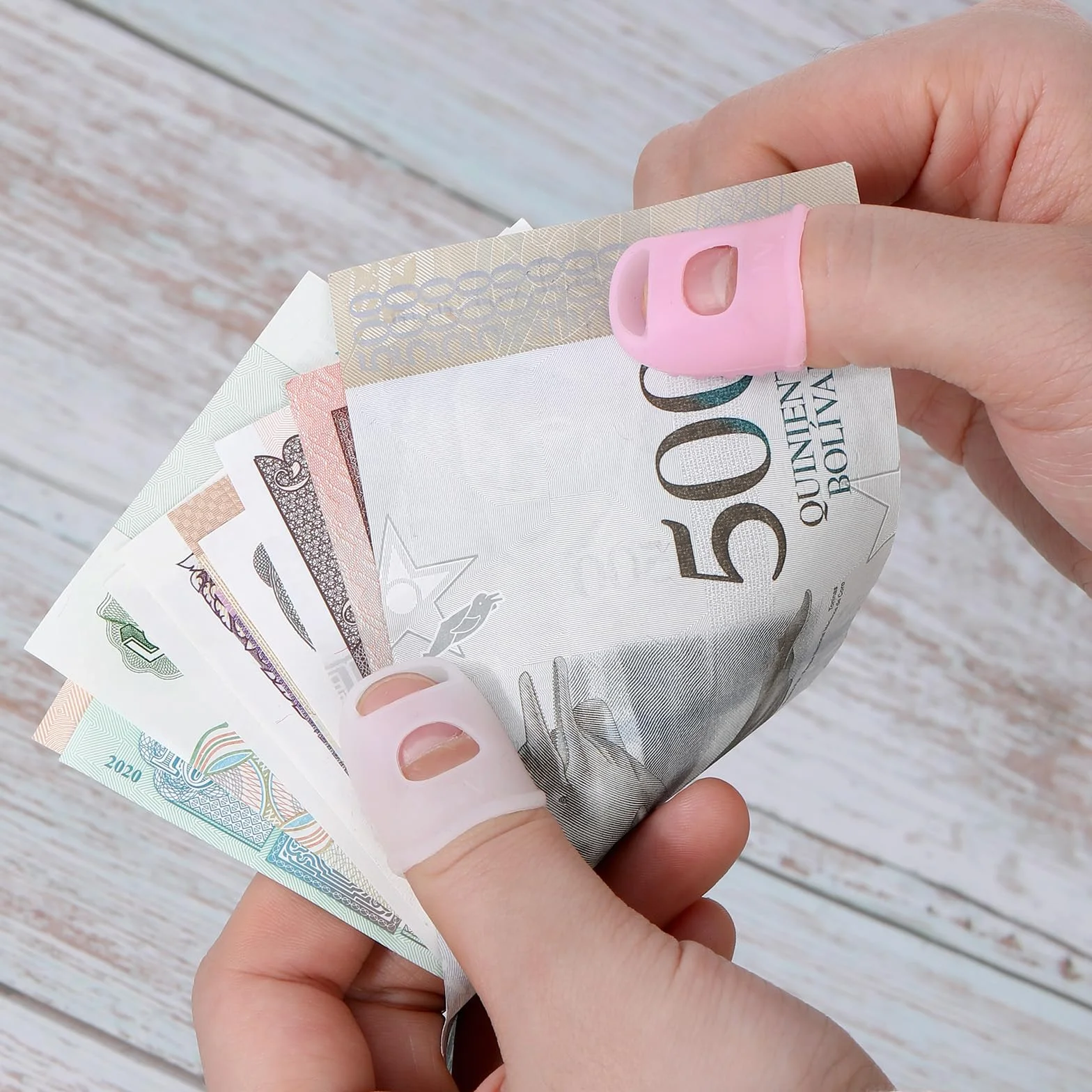 Qianyu Ochraniacze na palce, do gitary, oddychające, silikonowe ochraniacze na palce, 5 rozmiarów, rękaw na opuszki palców, do ręcznego szycia, rękodzieła, liczenia pieniędzy, sortowania papieru,