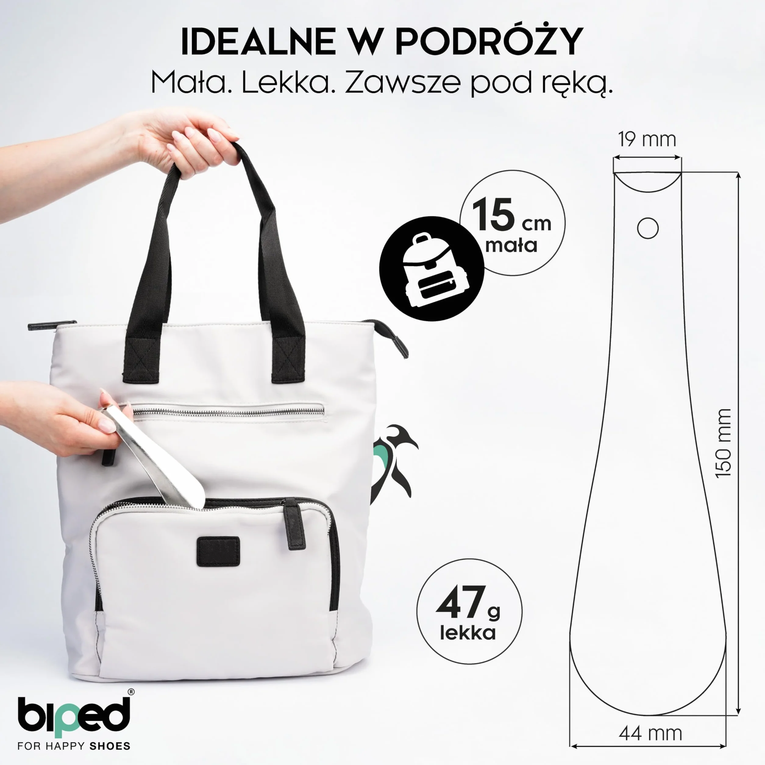 biped metalowa łyżka do butów - stabilna łyżka do butów o długości 16 cm - z haczykiem i otworem do praktycznego zawieszenia - ergonomicznie ukształtowana metalowa łyżka do butów