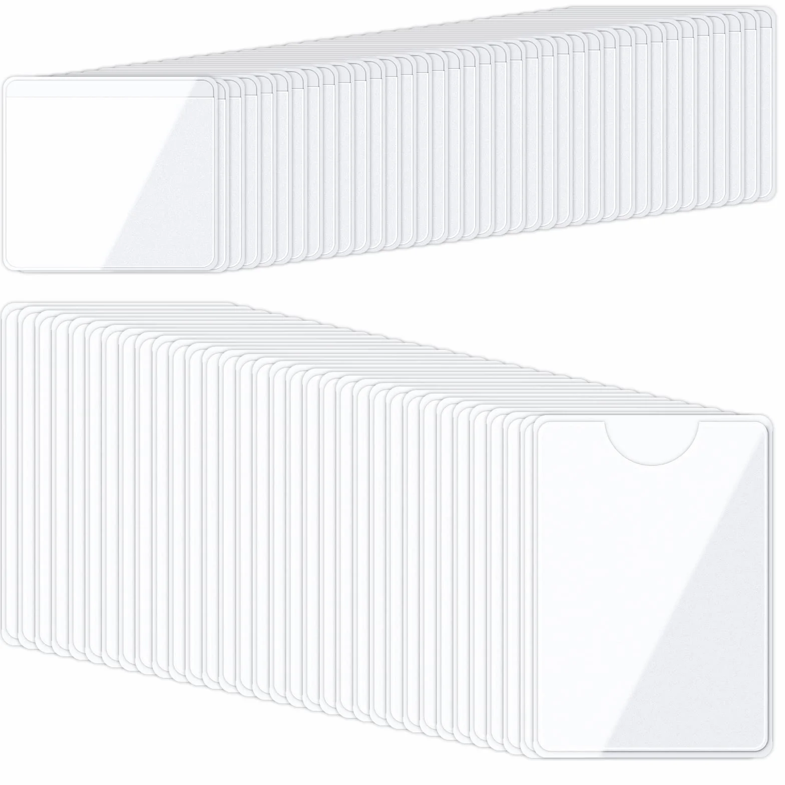 Samoprzylepne etui na karty indeksowe, 2 rozmiary, przezroczyste etui na karty z otwieranym u góry do organizowania i ochrony kart indeksowych, zdjęć, etykiet na teczki (9 x 6 cm, 5 x 4,5 cm)