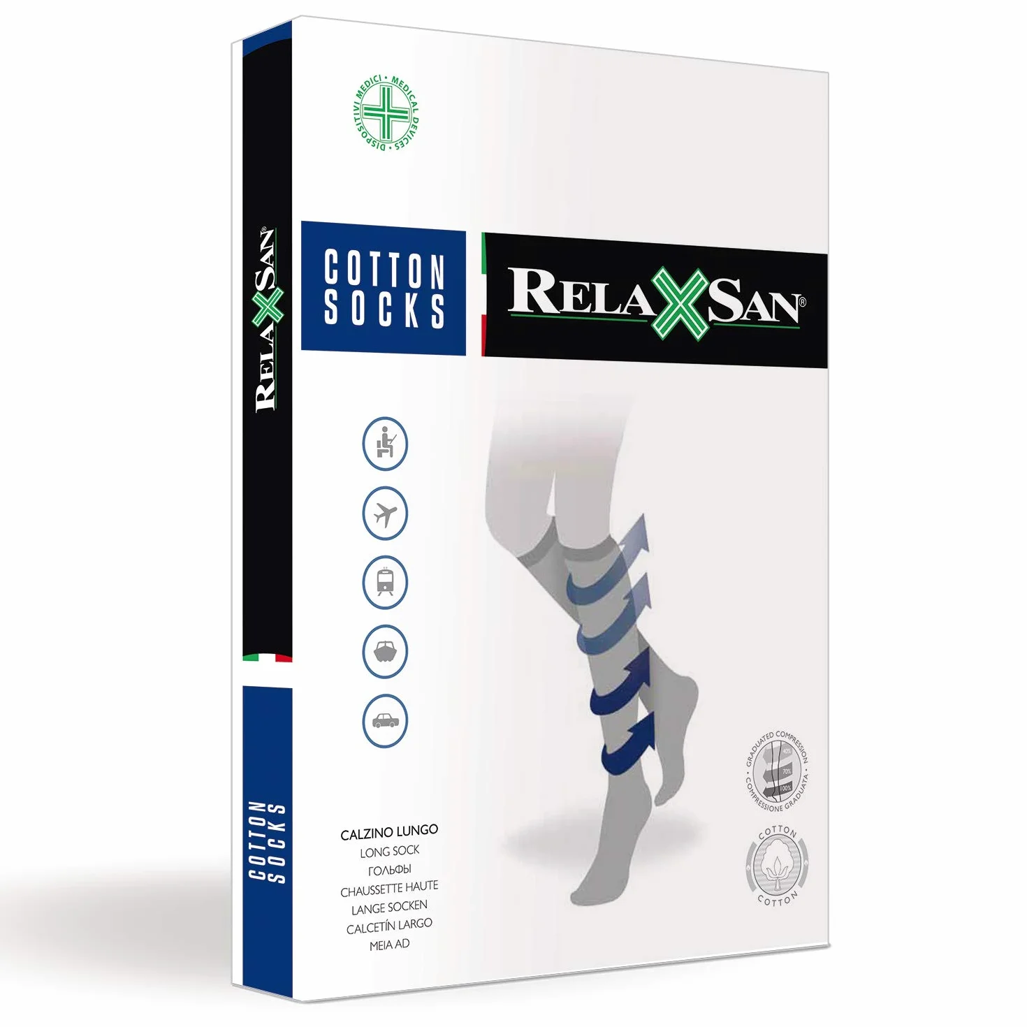 RelaxSan 920 Podkolanówki bawełniane unisex o stopniowanym ucisku 22-27 mmHg