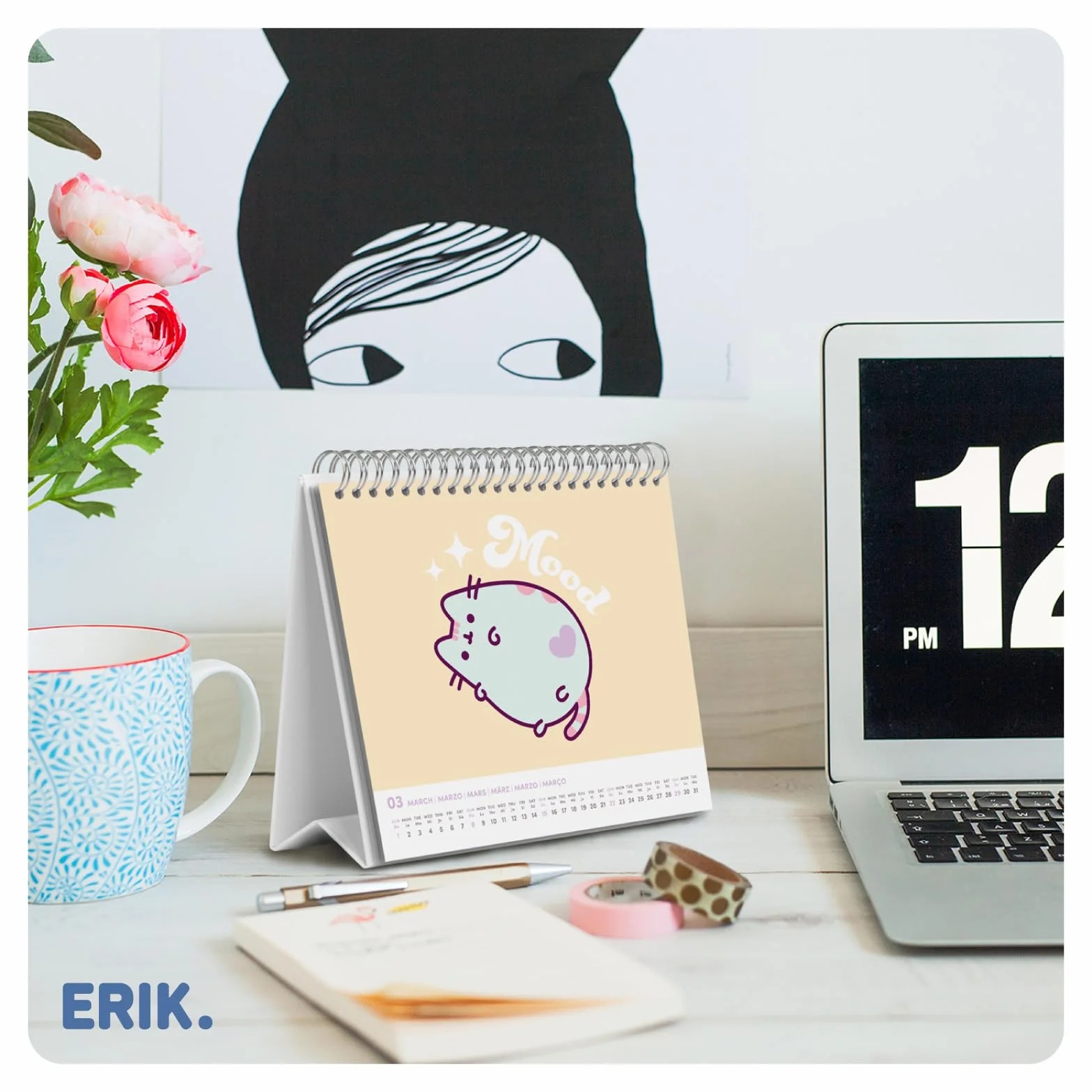 Grupo Erik Desk Calendar 2026 - Pusheen Calendar 2026 Month To View | Monthly Desk Planner, Desktop Gifts Under 10 Pounds | Pusheen Gifts For Cat Lovers