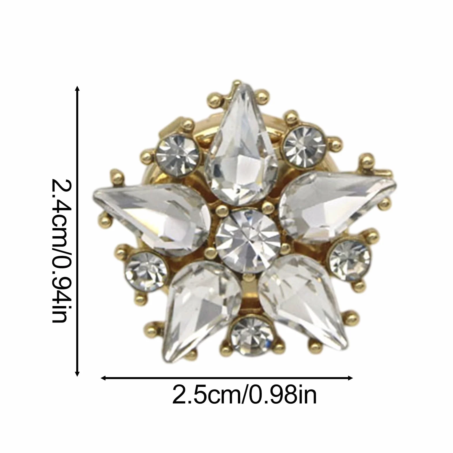 Flower Button Covers - Decorative Cufflinks, 6x Size Women Blouses Jeans with Elegant Design, Elegant Shine Covers, Metal Alloy Material, Accessory Button Cover for Weddings Meetings Parties Formal