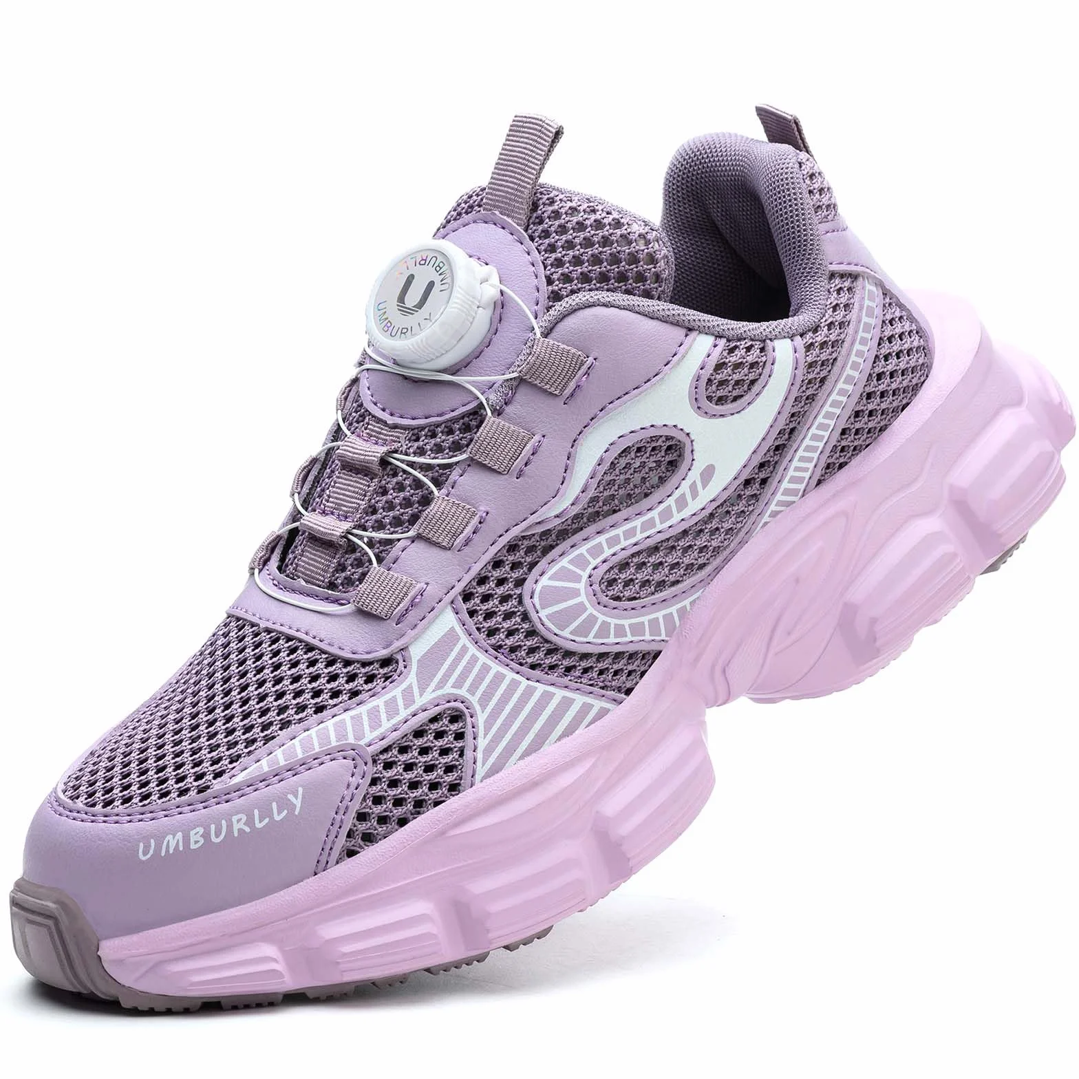 SDEQA Buty robocze Safety Trainers damskie z stalowym noskiem i obrotowym przyciskiem, antypoślizgowe, oddychające, buty robocze Air Cushion Construction Industrial Sneakers,Purple,37 EU