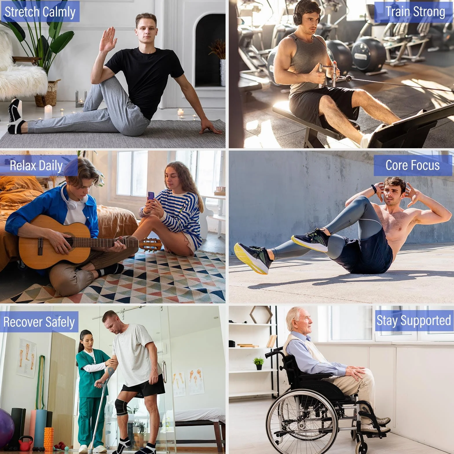 PUTUO Męskie skarpety do jogi z uchwytami: antypoślizgowe bezszwowe bawełniane skarpety do pilatesu z podparciem łuku do treningu w domu, fitnessu, treningu barre i rehabilitacji