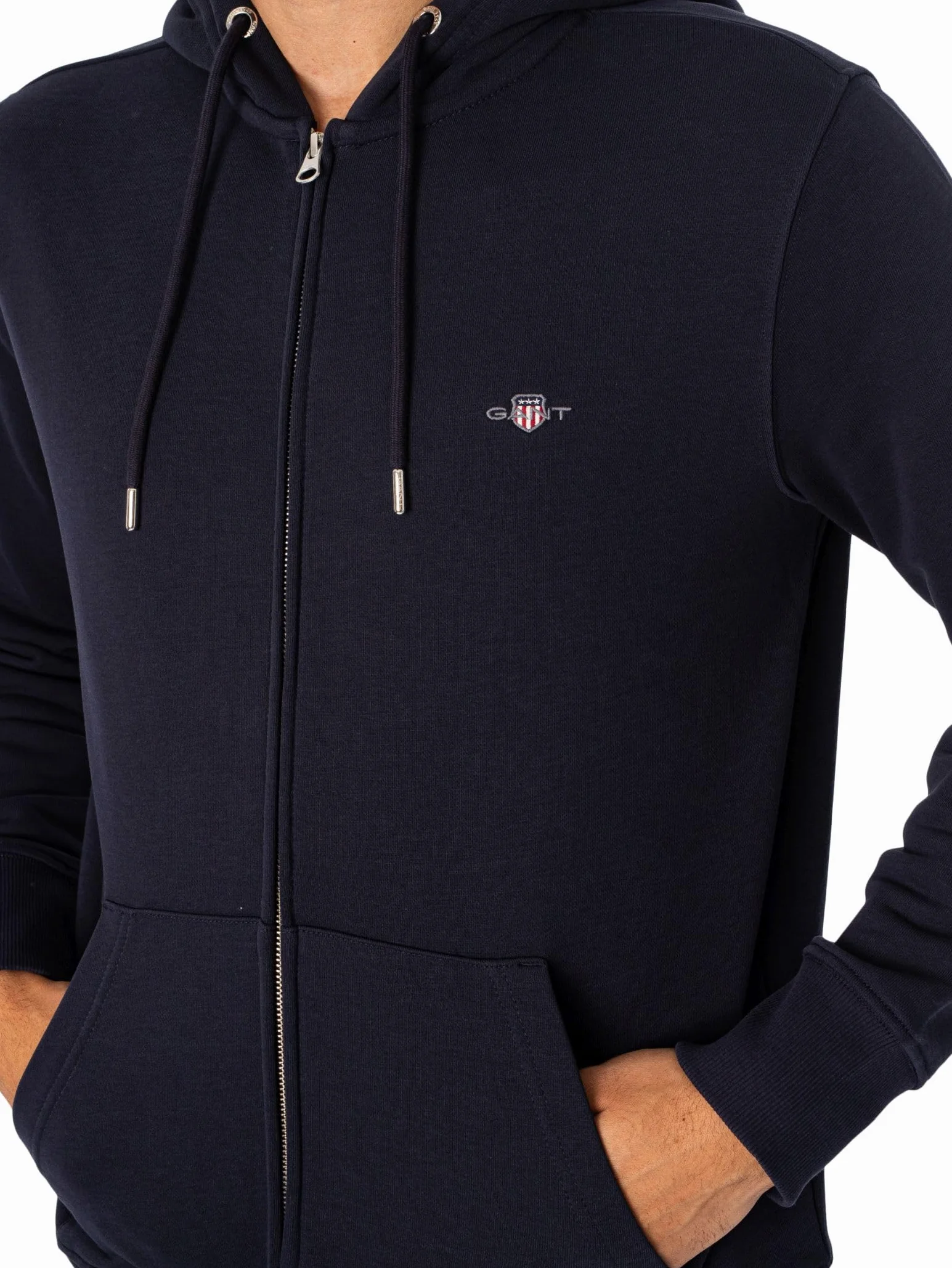 GANT Męska bluza z kapturem REG Shield Full Zip Hoodie bluza z kapturem, Evening Blue, standardowa, niebieski (Evening Blue), XXL
