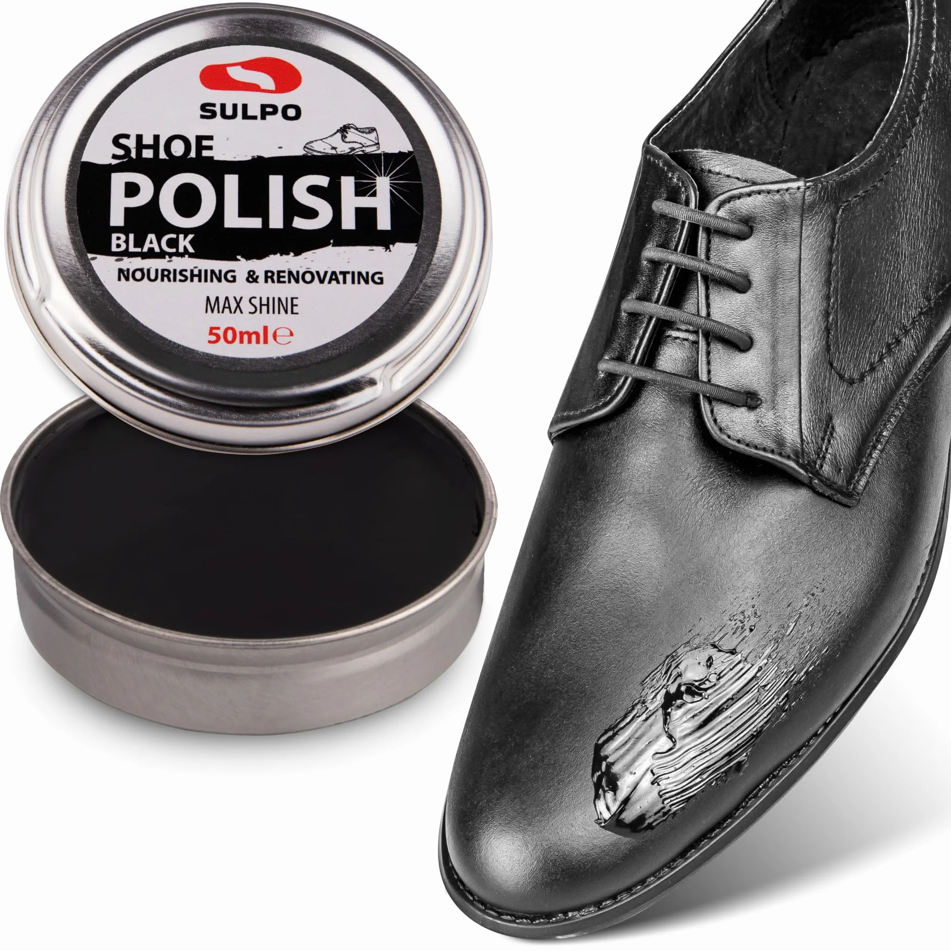 SULPO czarna pasta do butów - Wosk do pielęgnacji skóry - Impregnacja i naprawa - Pasta do naprawy obuwia - woskowa pasta do butów - klasyczna pasta do skór - Puszka 50ml