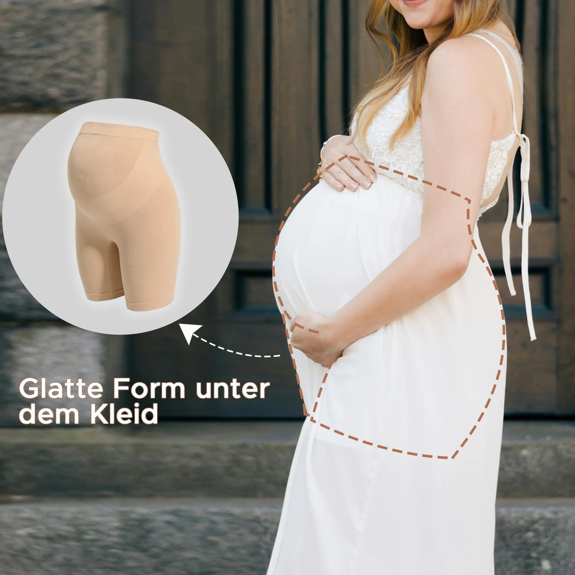 INNERSY Spodnie ciążowe krótkie pod sukienką ciążowe spodenki przeciw otarciom nad brzuchem bielizna ciążowa