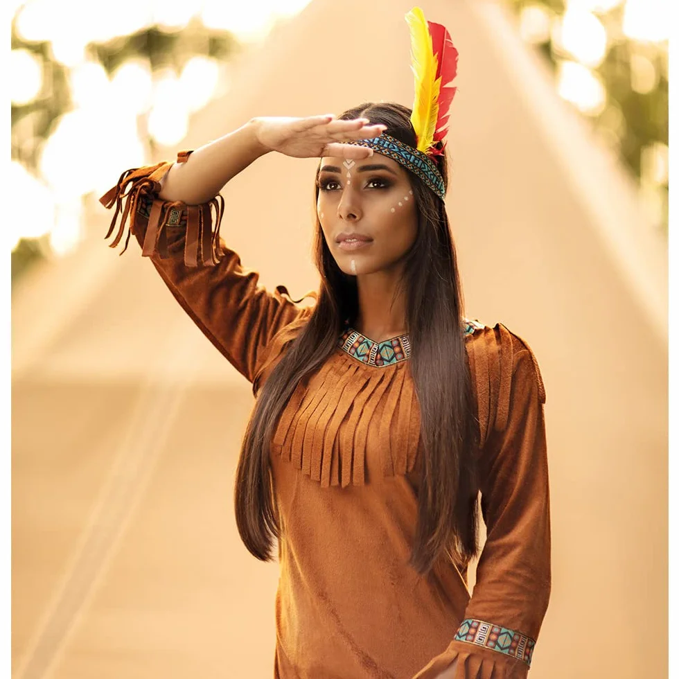Boland 44136 - indiańska opaska z piórami, elastyczna opaska na głowę dla włos, kowboj, western, Apacz, karnawał, Halloween, bal przebierańców, impreza tematyczna