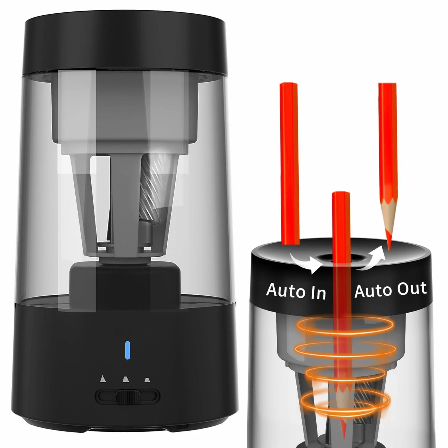 Elektryczna Temperówka do Ołówka 6-8mm, Automatyczna Temperówka do Ołówka (BLACK)