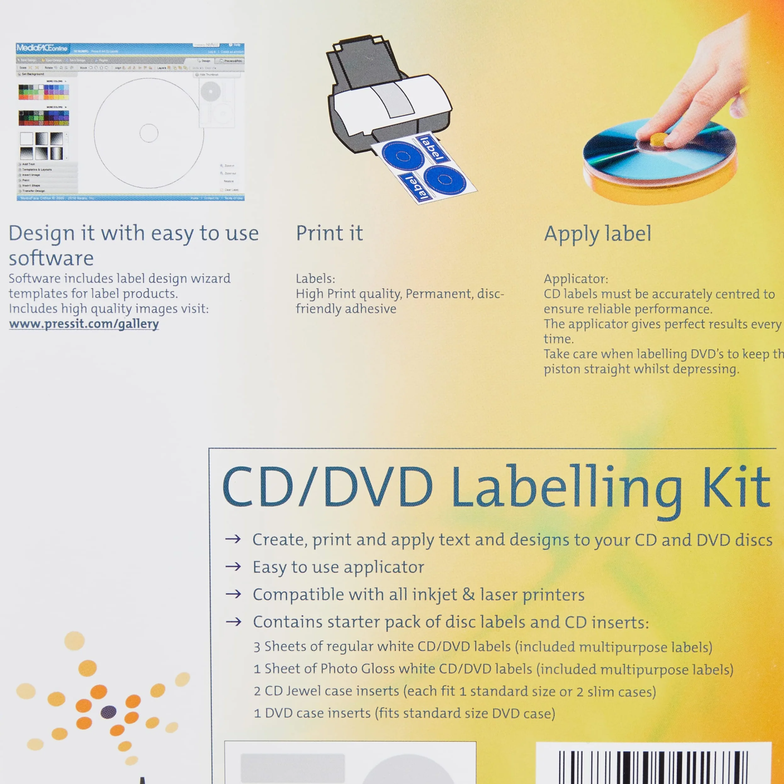 PressIt Zestaw do etykietowania DVD/CD Superlite, czerwony