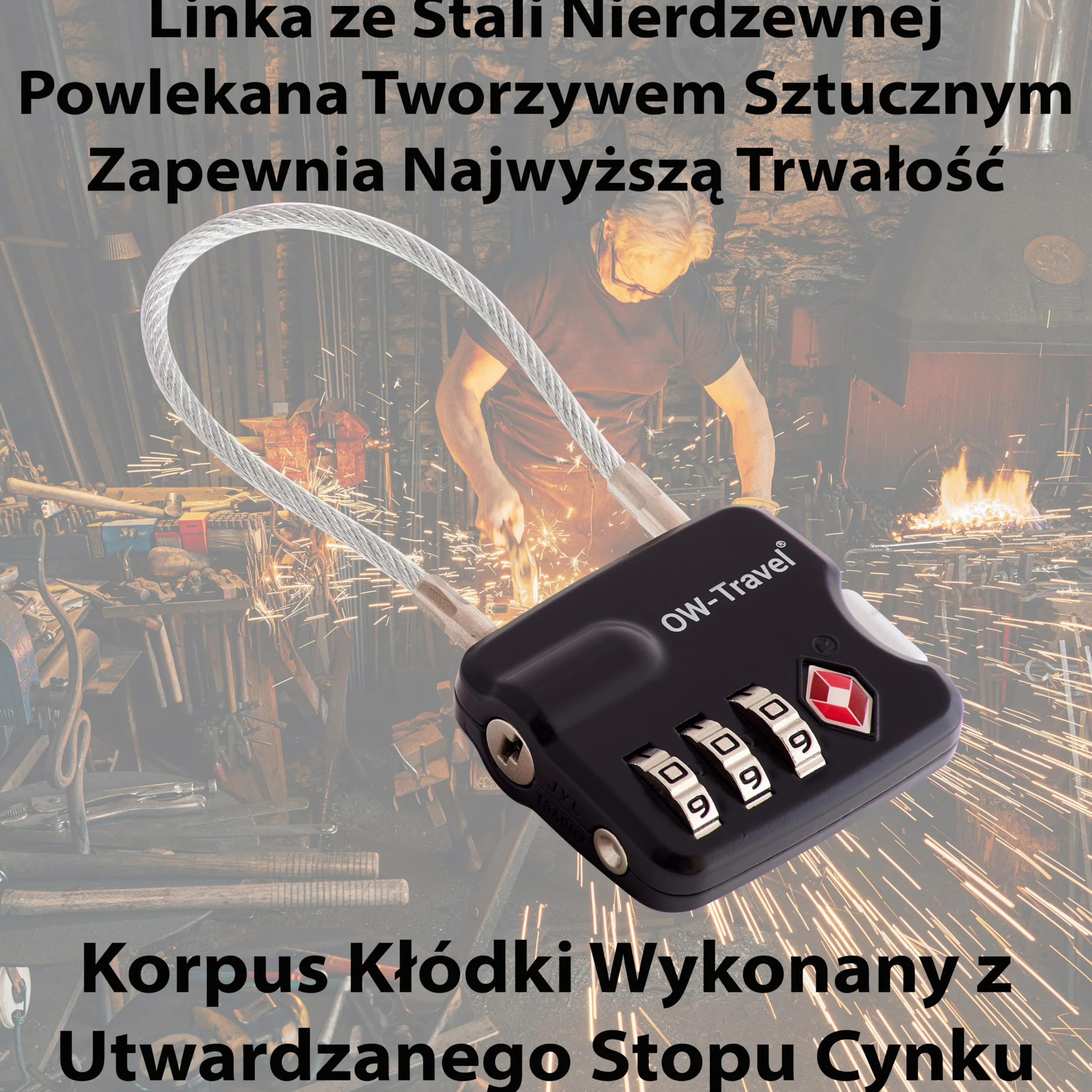 OW-Travel TSA Kłódka z Linką i Zamkiem Szyfrowym (Zestaw 2 Czarnych) 3 Cyfrowe Kłódki Walizkowe. Kłódka na szyfr na Plecak, Walizkę, Bagaż, Kłódki Szyfrowe Bagażowe, Szafek na Siłownię