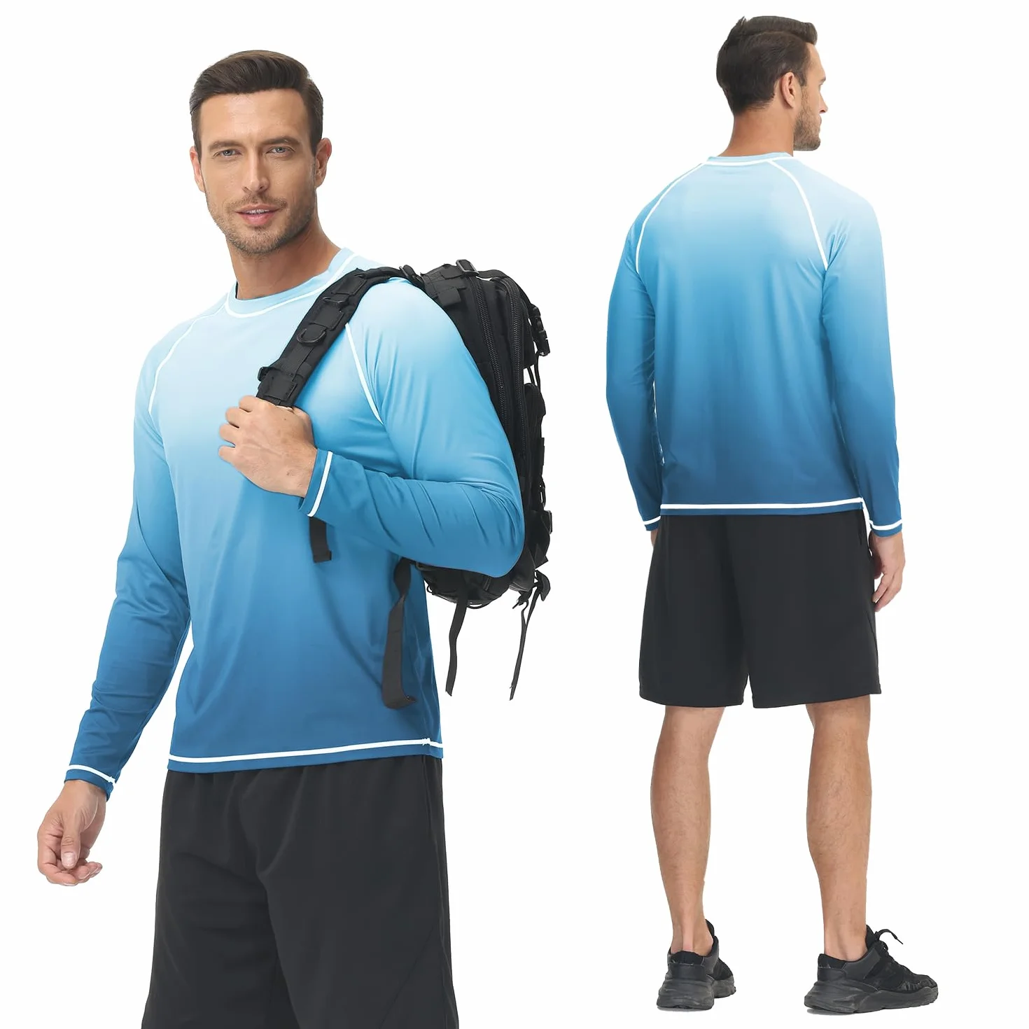 Huayuzh Męska Koszulka Rashguard z Długim Rękawem, Szybkoschnąca, Oddychająca, Do Pływania, Surfowania, Wędkarstwa i Wędrówek