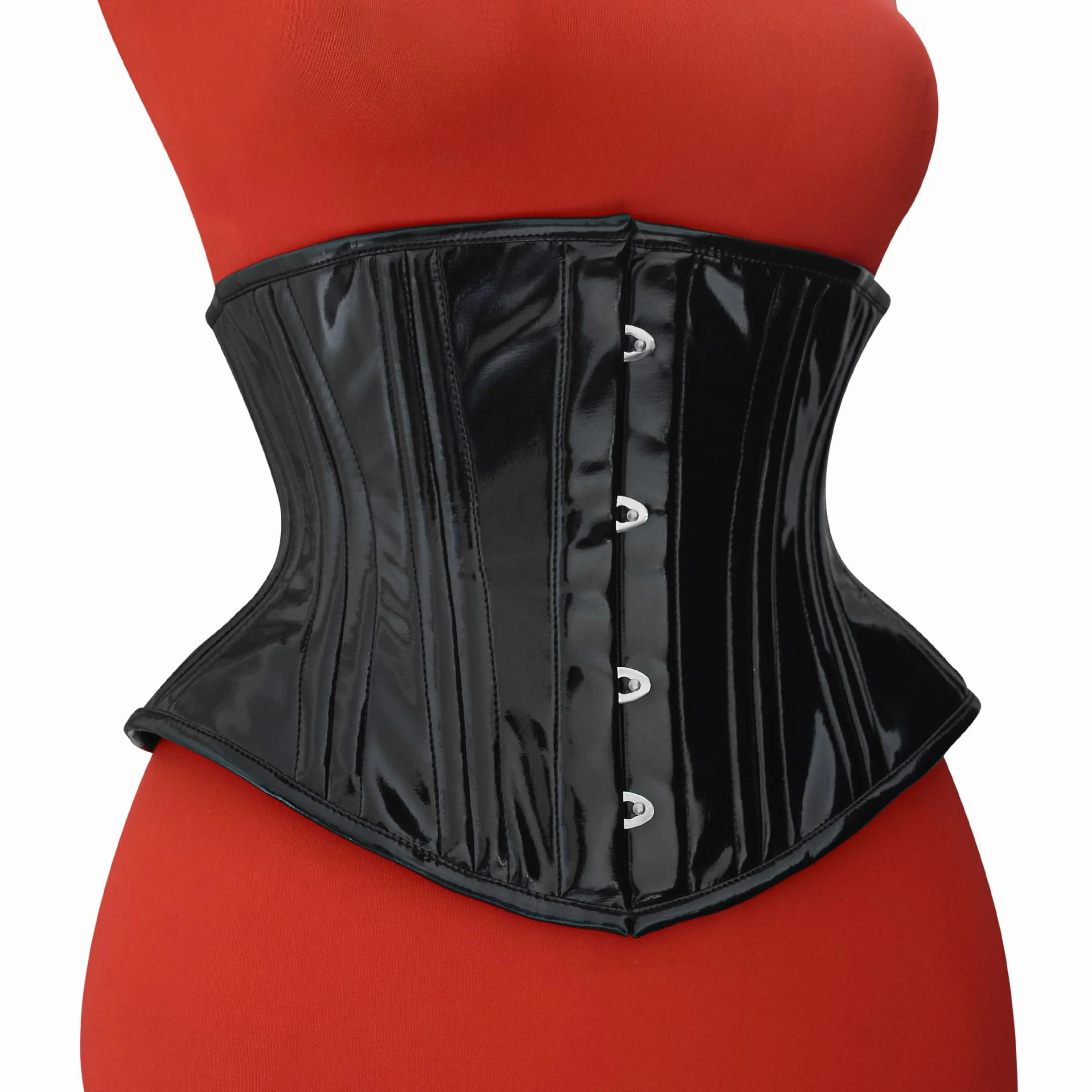 Hourglass Figure Delight: Women's Heavy Duty Double Steel Boned PVC Underbust Corset for Waist Training & Shaping