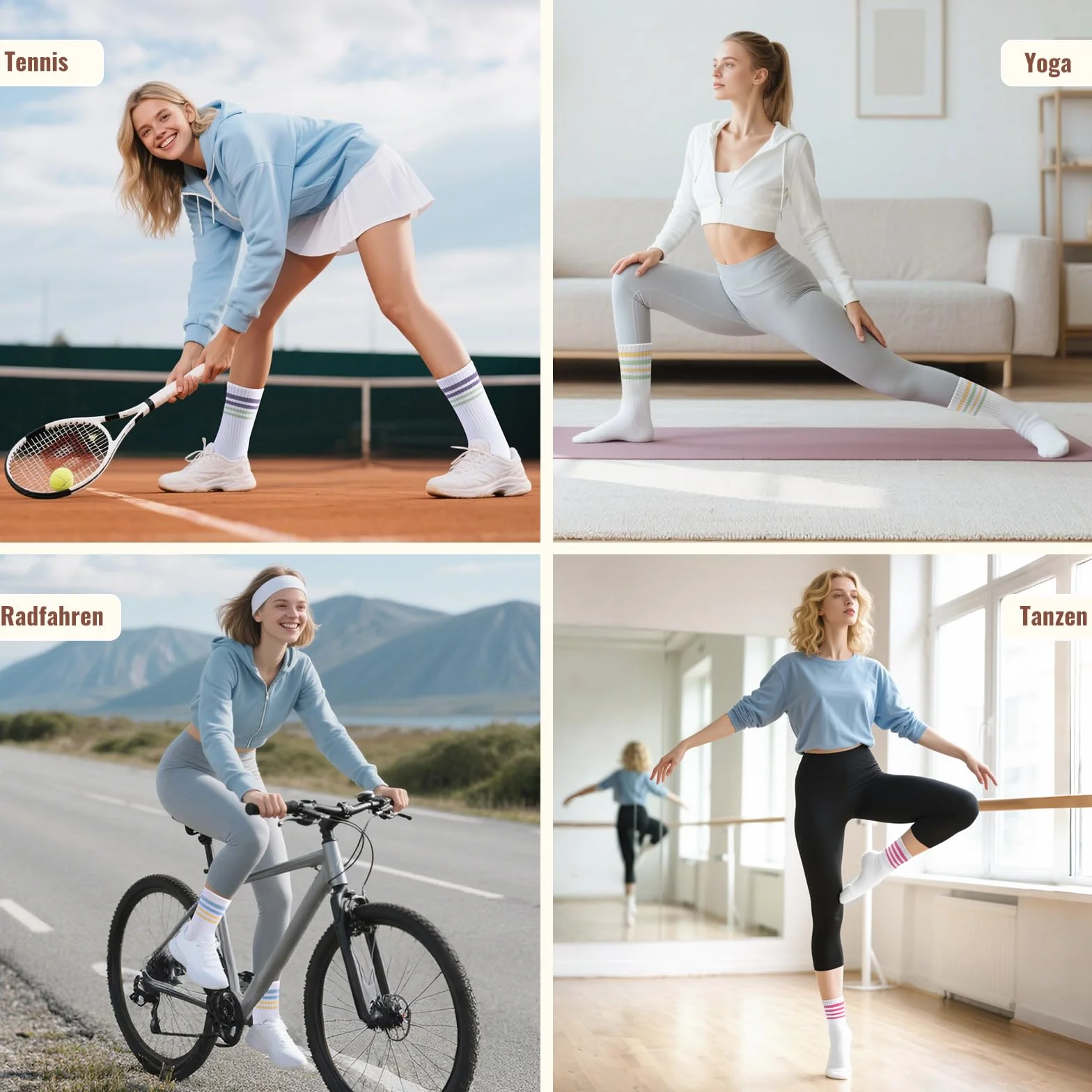 Niorasen Damskie Retro Skarpety Tenisowe, SportoweBaweiniane, Oddychajace Skarpetki Poludniowe,Kolorowe, Rozmiar 35-38, 39-42,6 Par, ldealne NaPrezent Walentynki I Urodzinowy Dla Kobiety