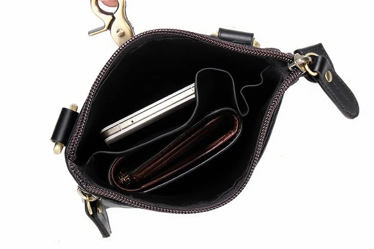 MGGMOKAY Mała torebka na ramię z prawdziwej skóry bawołów Vintage Travel Messenger Torba na ramię Skórzana Louisiana Mini kieszeń boczna