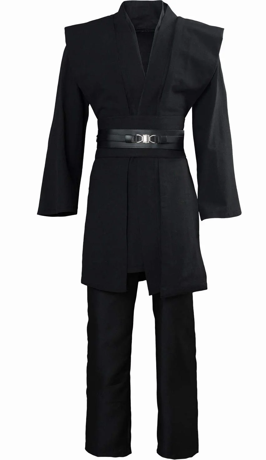 Kostium dla dorosłych tunika kostium rycerz płaszcz brązowy Jedi szlafrok z kapturem kamizelka koszula spodnie garnitur stroje na Halloween