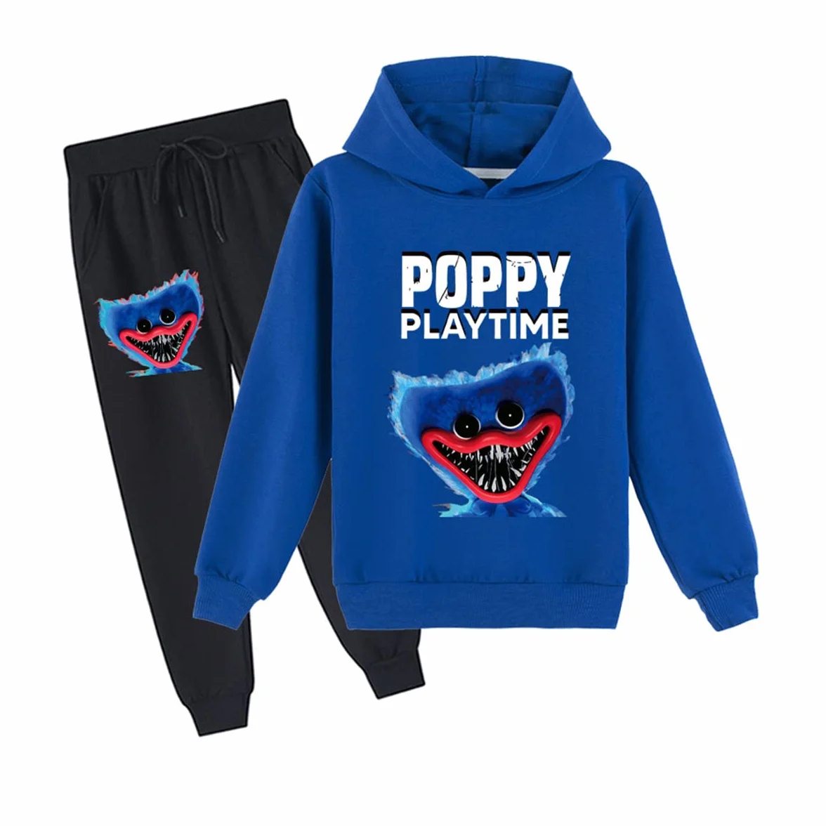 Poppy Playtime Huggy Wuggys Kids 2-częściowy zestaw bluzy z kapturem i spodnie dresowe na co dzień dres bluza zestaw dla chłopców dziewcząt
