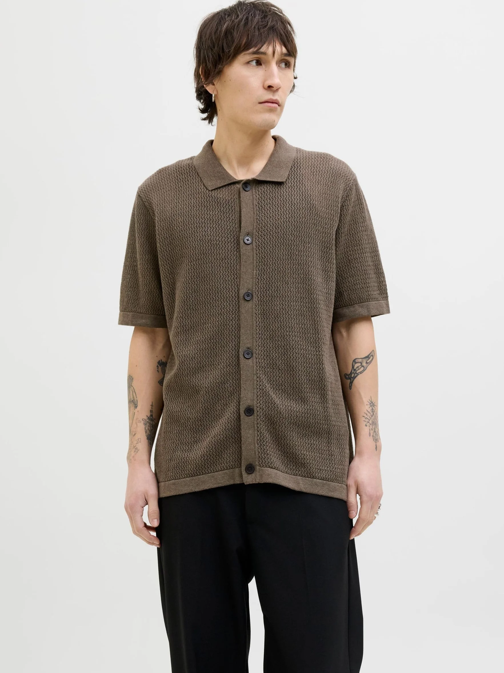 JACK & JONES Jprblaarto Knit Polo SS męska koszulka polo, Aqua Gray, M