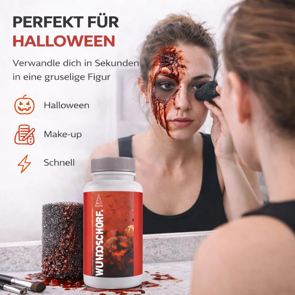 15 ml krwi ze skorupą – zmywalna i zwodniczo prawdziwa - sztuczna krew do makijażu - fałszywa krew do przebrania – Halloween & Karnawał