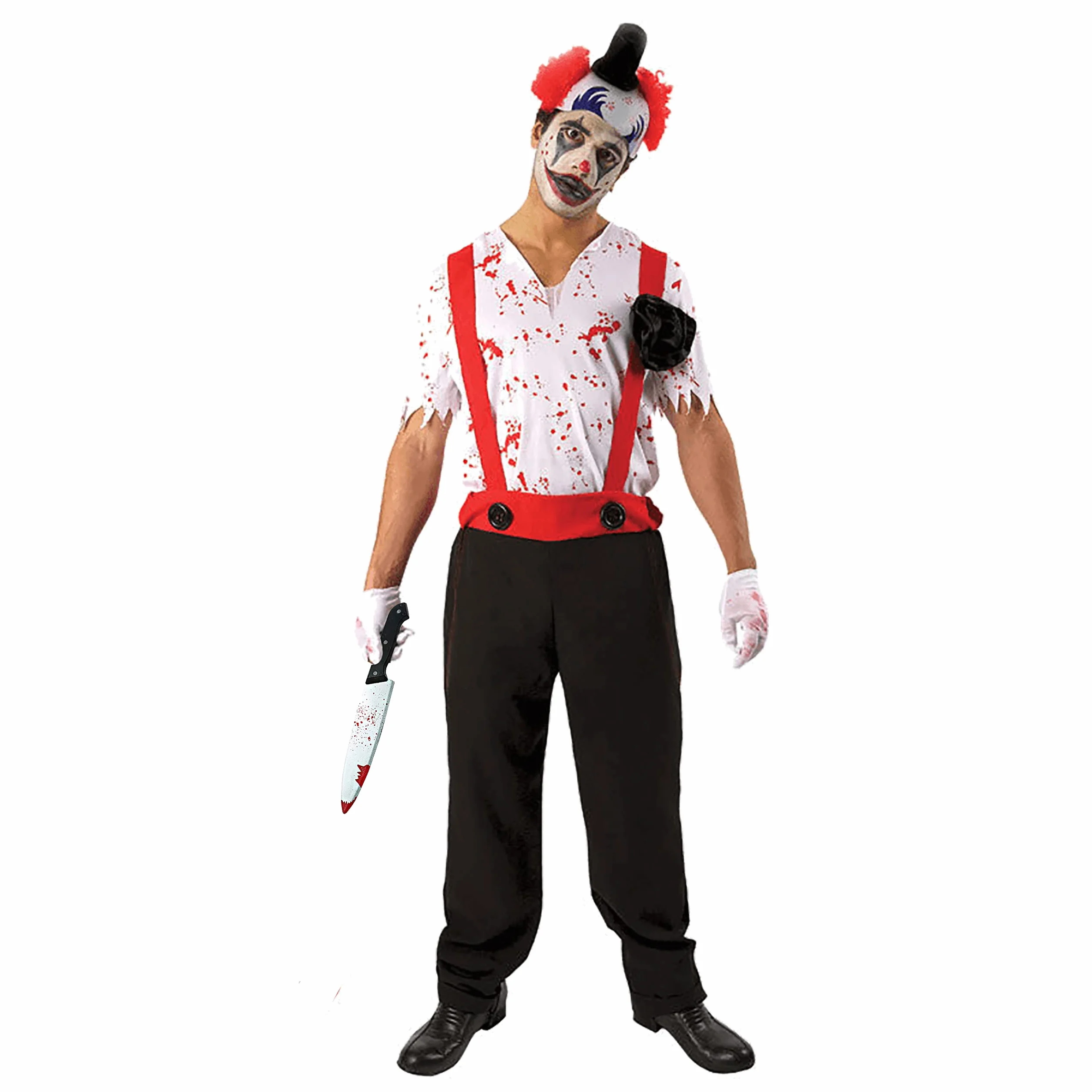 Sztuczny krwawy rekwizyt noża - 30 cm czarny uchwyt do Halloweenu - fantazyjne akcesoria seryjnego mordercy - Slasher Fancy Dress Prop