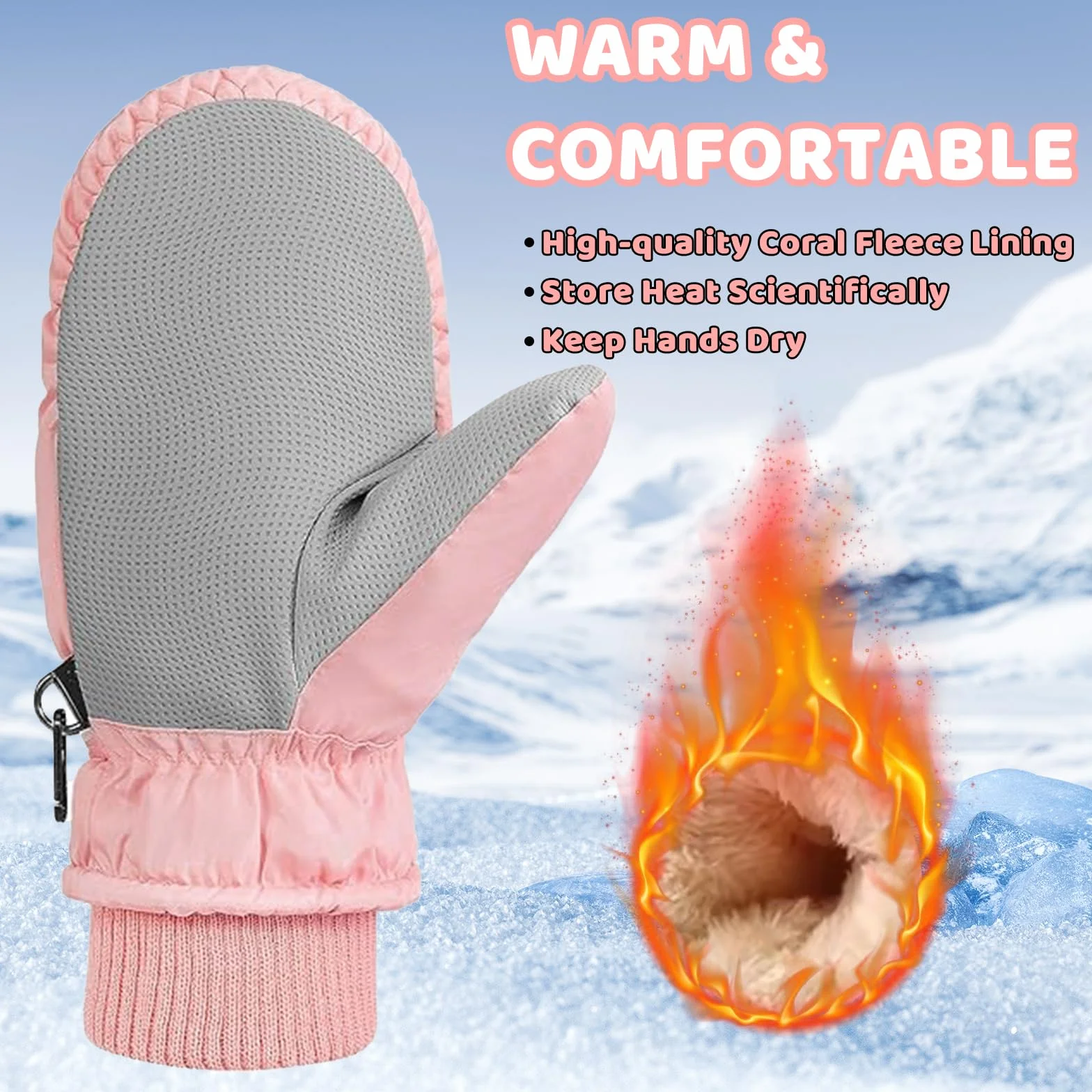 DKDDSSS Dziecięce rękawice narciarskie, zimowe rękawiczki narciarskie dla dzieci, dziecięce rękawice śnieżne, narciarstwo, jazda na rowerze, snowboarding, aktywności na świeżym powietrzu, 2-5 lat dla