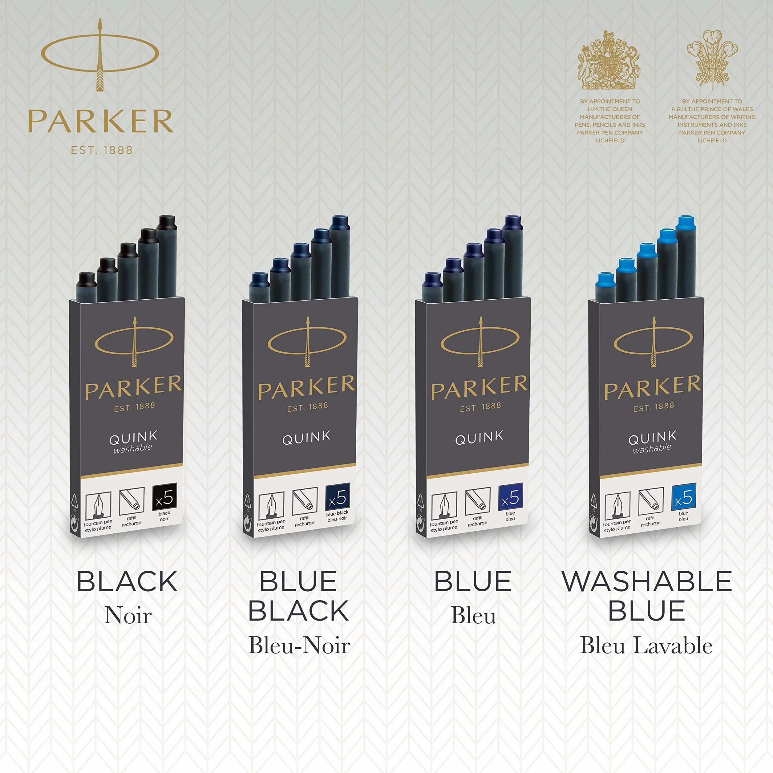 Parker Quink 1950208 Naboje do Pióra, Niebieski, 5 Sztuk