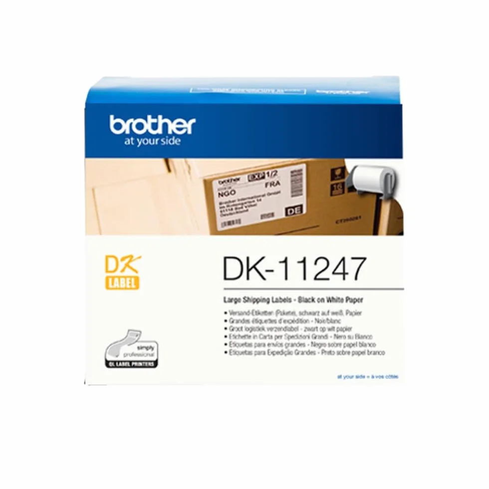 Brother DK-11247 samoprzylepne etykiety pojedyncze (103 mm x 164 mm, odpowiednie do QL-1050, QL-1050N, QL-1060N, QL-1100, QL-110NWB) czarne na białym (papier)