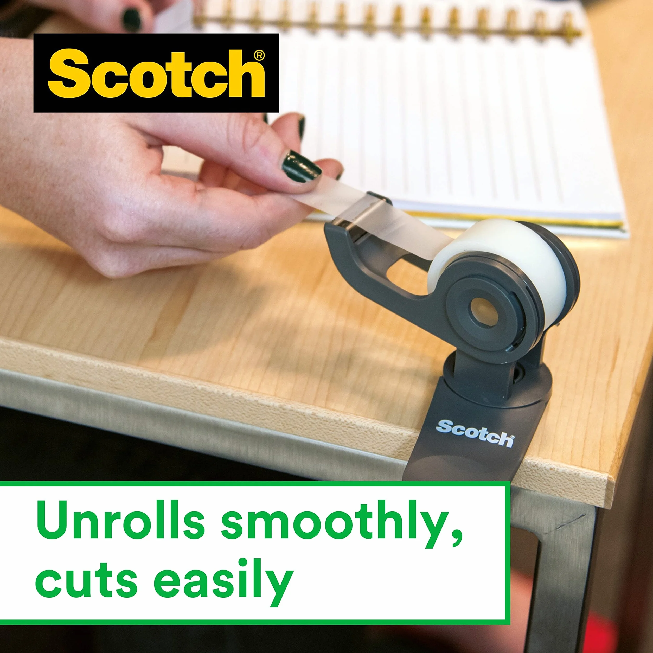 Scotch Dozownik taśmy w kolorze srebrnym z 1 rolką taśmy Scotch Magic Tape 19 mm x 33 m - idealny do szkoły, domu i biura