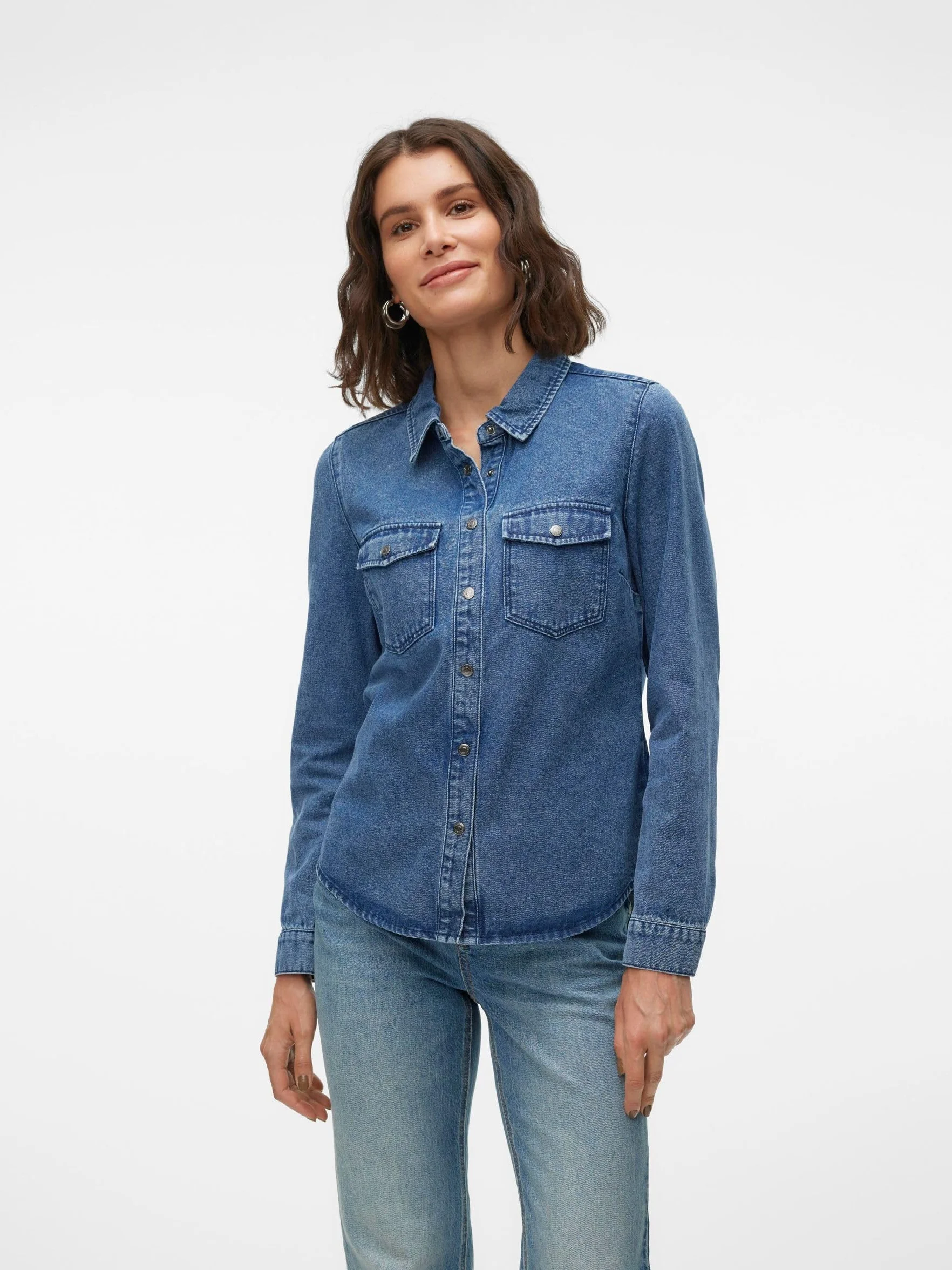 Vero Moda VMJENNIE koszula dżinsowa damska, niebieski (medium blue denim), XL