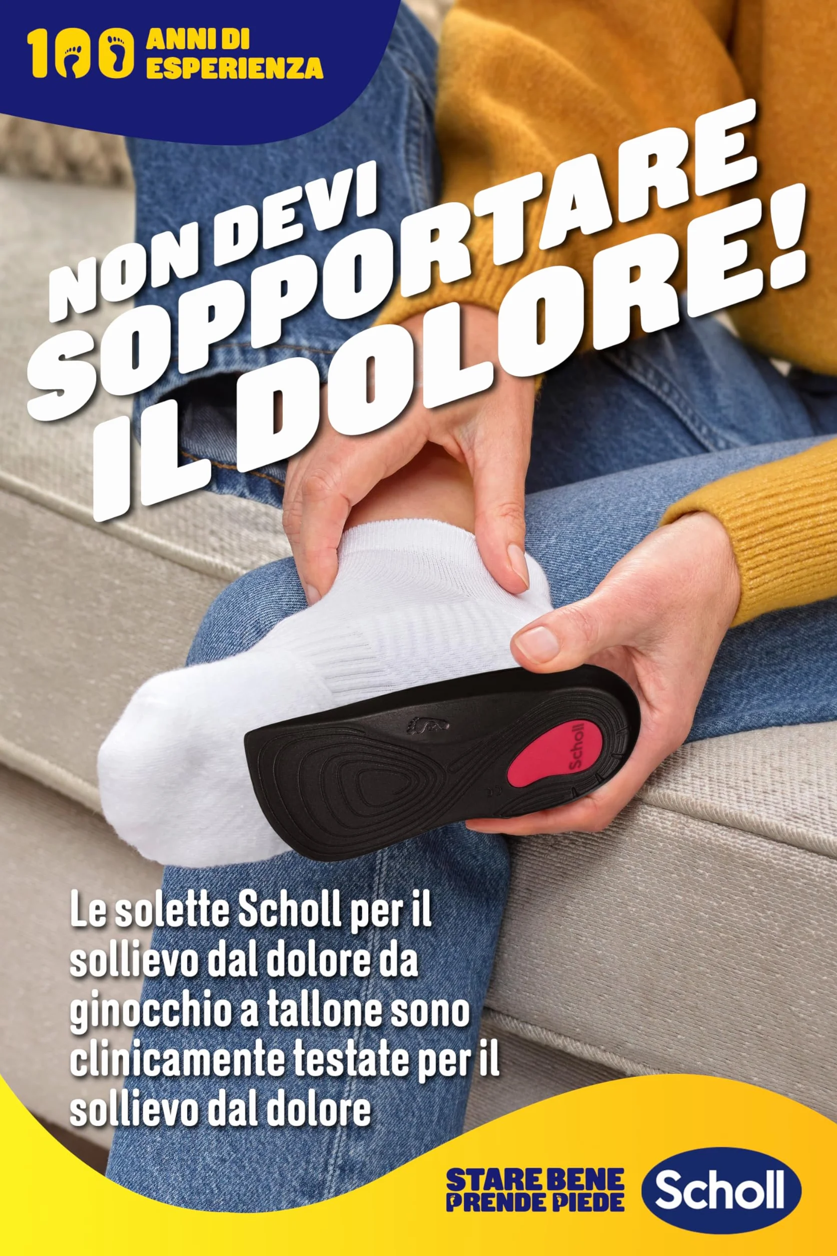 Scholl In-Balance od kolana do pięty podeszwy ulga bólu, wkładki z żelem amortyzującym dwuwarstwowym z elastycznym wsparciem, rozmiar M (40-42), 1 para
