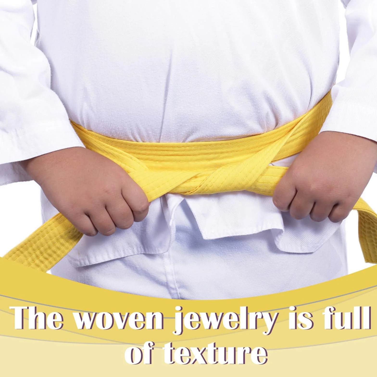 Pasek Judo Karate Belt, pasek judo biały żółty, pasek taekwondo żółty, pasek do sportów walki dla dzieci, 260 cm, szerokość 4 cm, sztuka walki karate judo bawełna taekwondo pasek budo