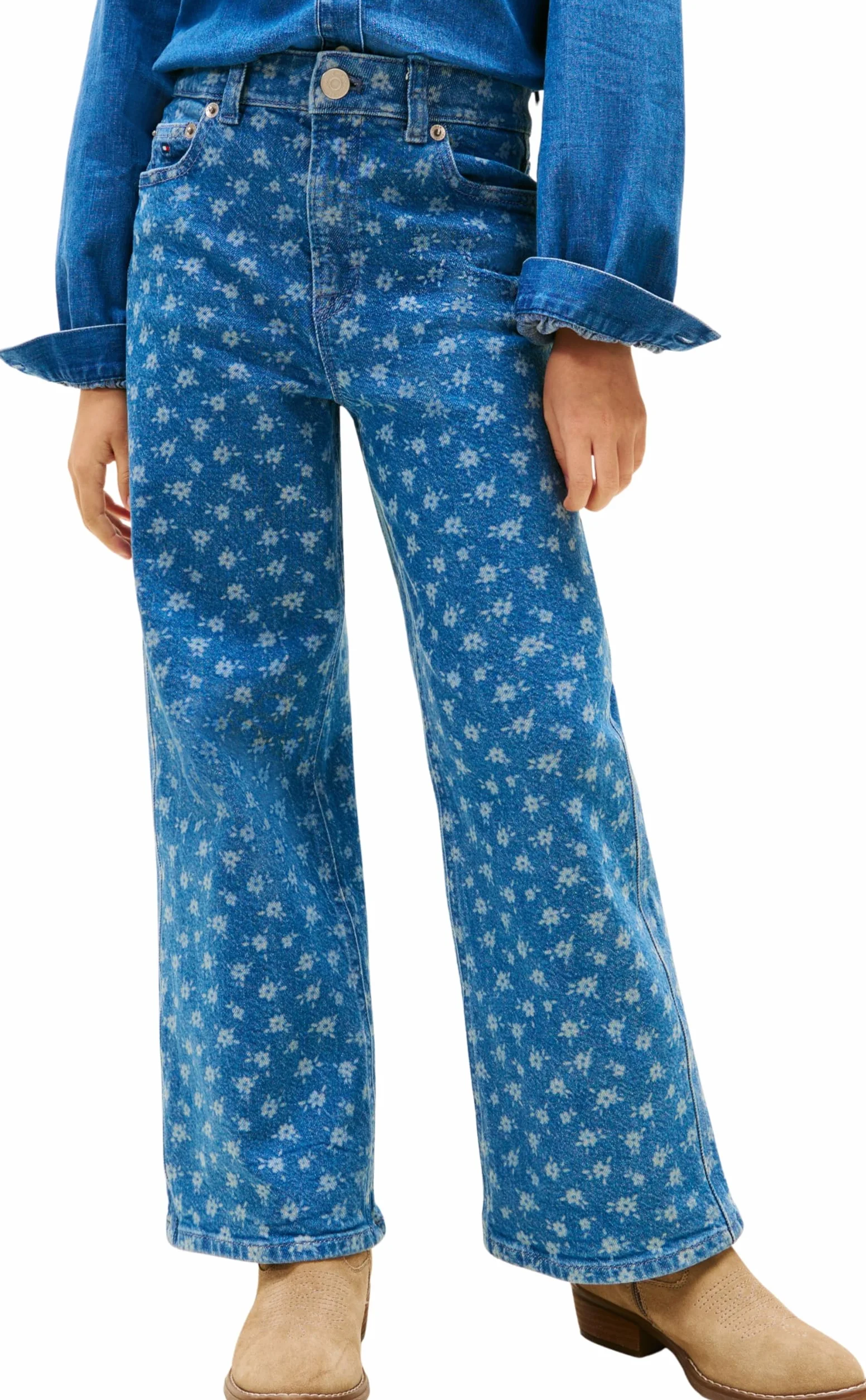 Tommy Hilfiger Mabel Wide Leg Flower Aop Jeans Kg0kg08960 - Luźny Dziewczynki