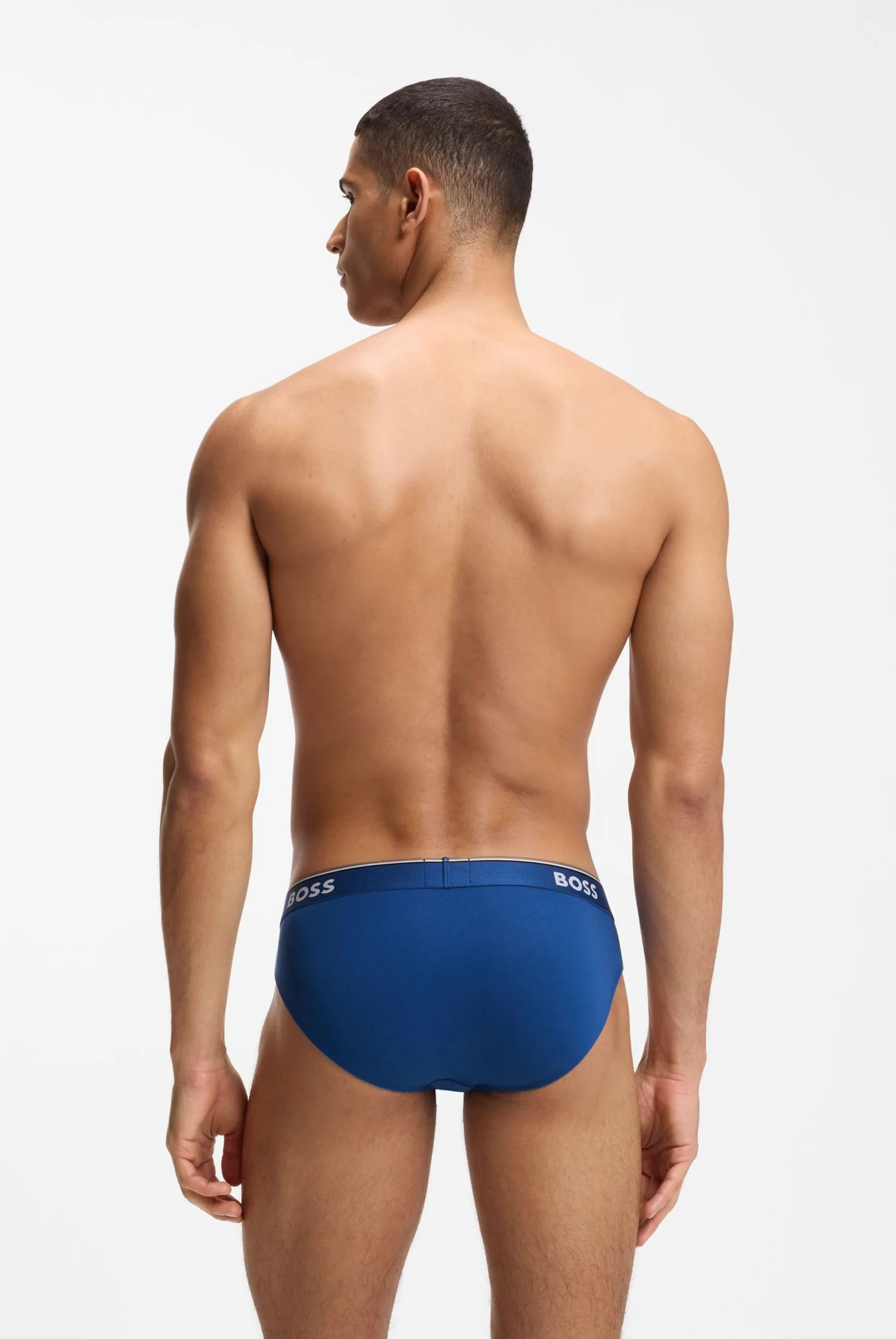 BOSS Męskie majtki Power Slips Briefs Cotton Stretch 3-pak, New - Open Blue487, M