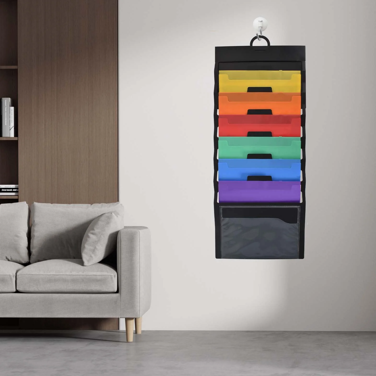 Colexy Wiszący organizer na dokumenty A4, kaskadowy organizer na dokumenty A4, wiszący organizer na dokumenty ścienne z 6 dużymi kieszeniami na papier szkolny, do biura, na dokumenty, pocztę, książki