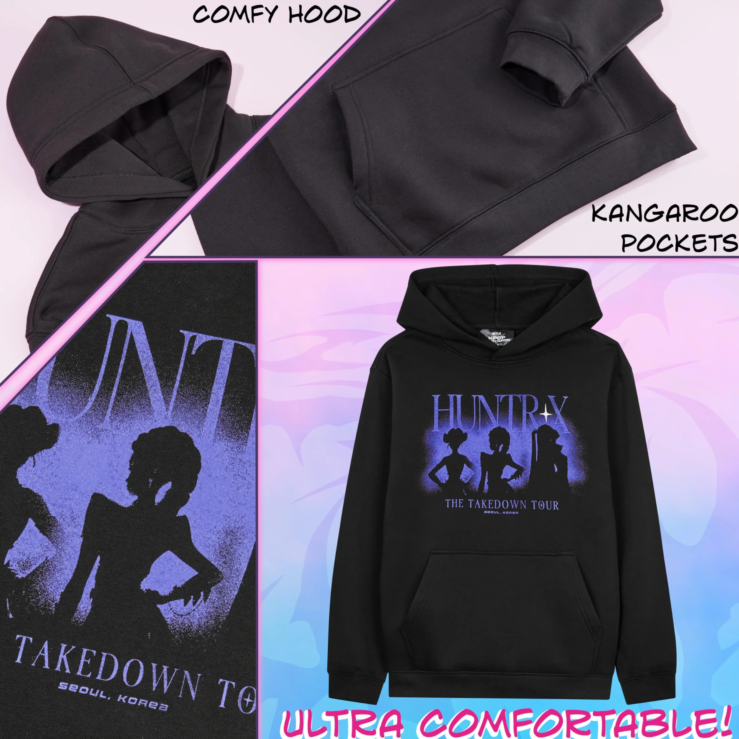 KPop Demon Hunters Bluza z kapturem dla dziewczynek i nastolatków, miękkie bluzy zimowe, Huntrix Saja Boys prezent dla dziewczynki