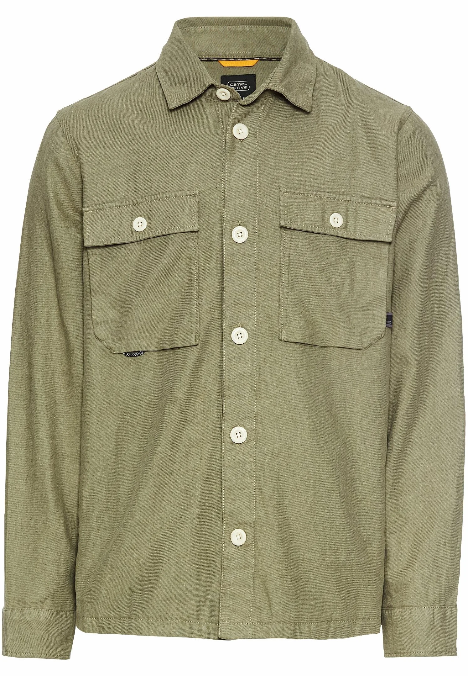 camel active Męski overshirt z mieszanki lnu i bawełny, ciemnozielony, M