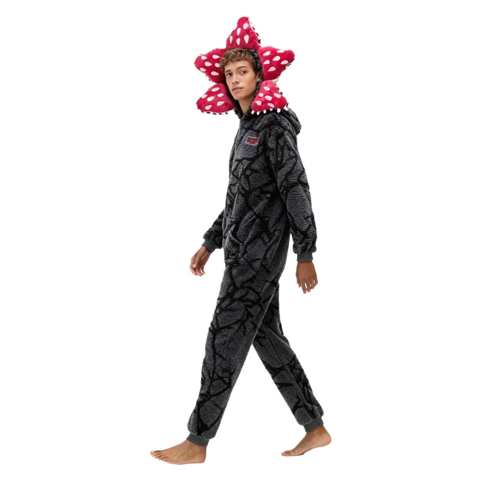 Unisex 3D Demon piżama z długim rękawem jednoczęściowa piżama Demogorgon Onesie bluza z kapturem polarowa bielizna nocna zima Boże Narodzenie piżama dla kobiet mężczyzn