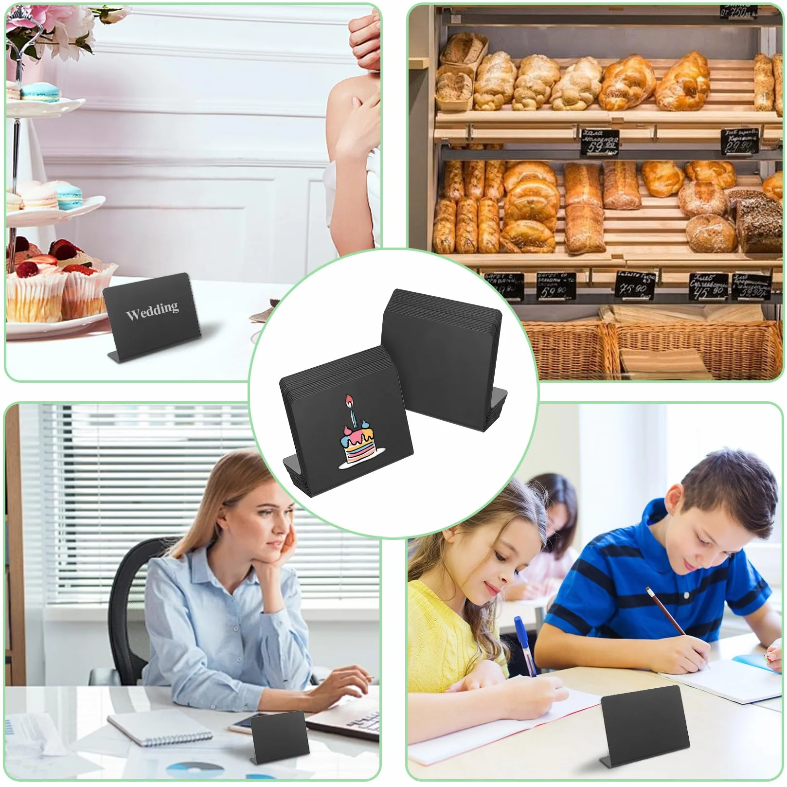 32 szt. mini tablic kredowych do etykiet na żywność do bufetu, mini tablice kredowe do ekspozycji żywności, tablice kredowe, małe etykiety cenowe w kształcie litery L do ekspozycji żywności sklepu