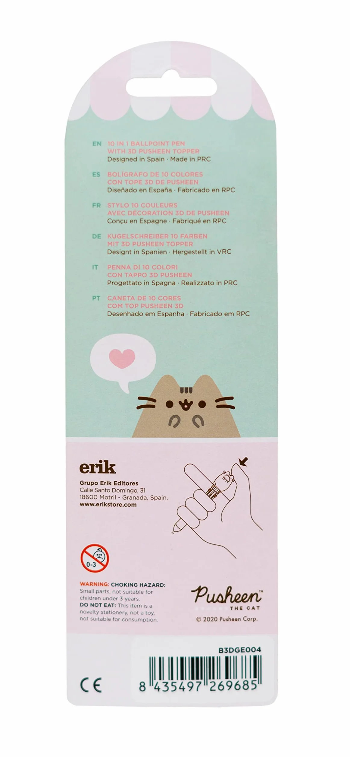 Grupo Erik Długopis 10 Kolorów Pusheen, 10-W-1 Wielokolorowy Długopis, B3DGE001