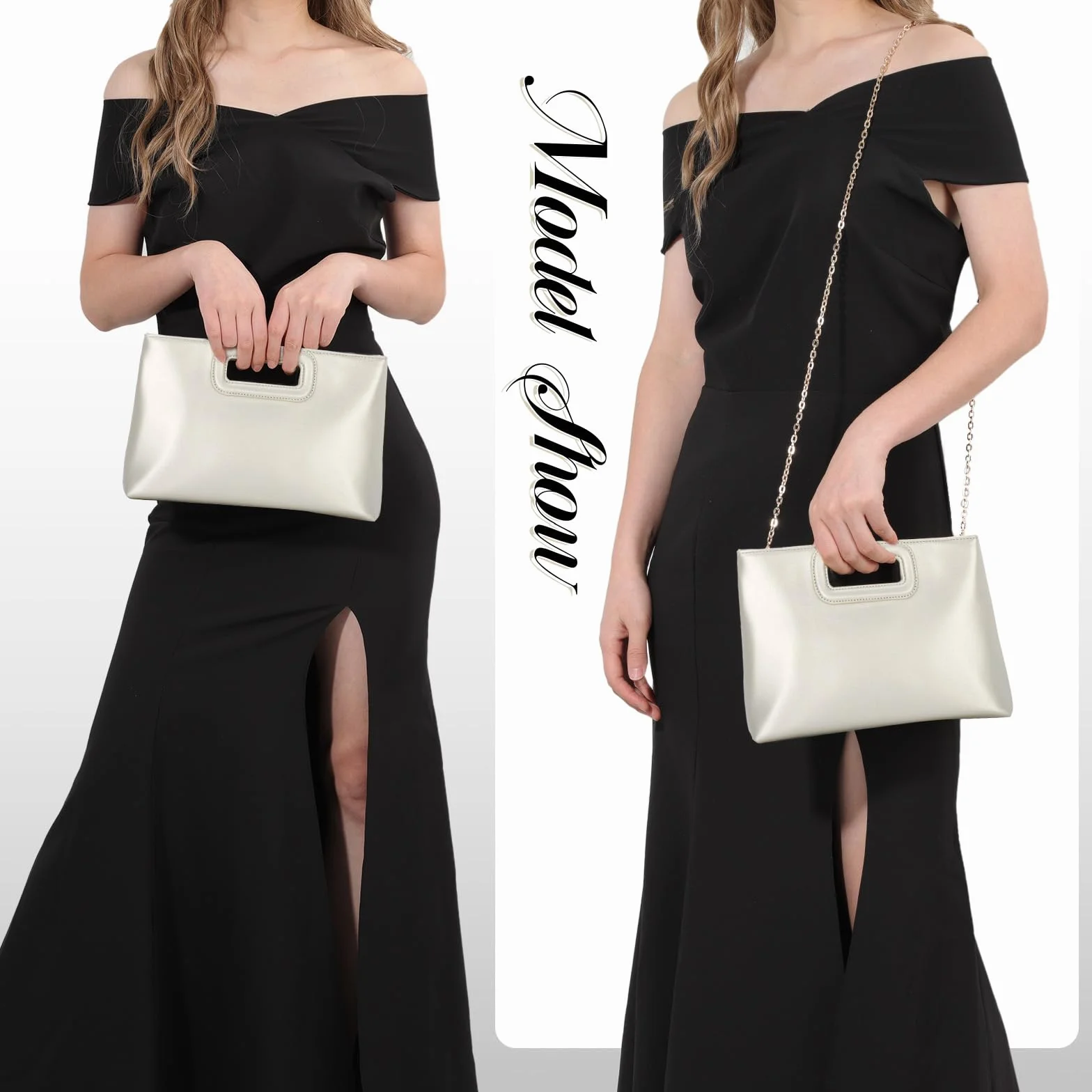 Fecialy Torebki kopertowe z górnym uchwytem dla kobiet elegancka formalna torebka wieczorowa skórzana torba na ramię crossbody z łańcuszkiem