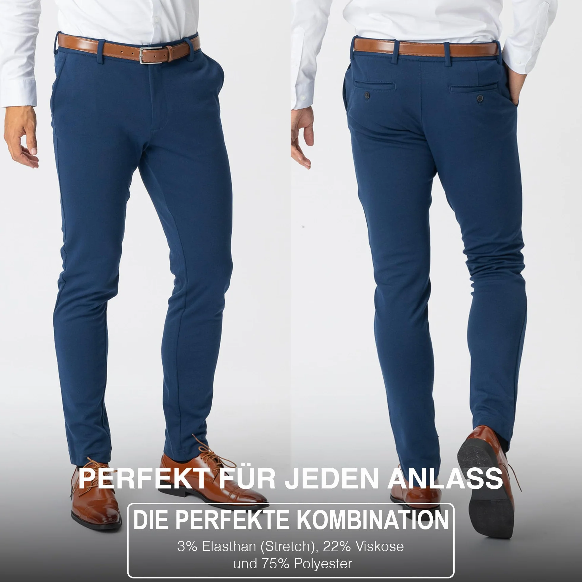 Performance Pants Męskie - stylowe spodnie męskie slim fit ze stretchem - wygodne praktyczne spodnie męskie do biznesu i w czasie wolnym - wygodne spodnie materiałowe męskie