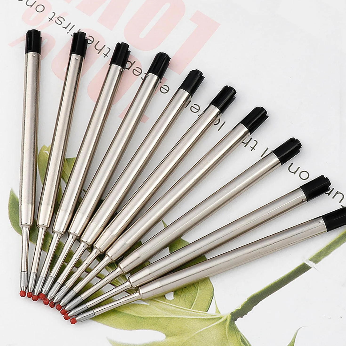 10 sztuk wkładów do długopisu, wkład do długopisu, wkład do długopisu, wymienne metalowe wkłady do formatu G2, szerokość kreski 1,0 mm M, kolor pisania (czarny)