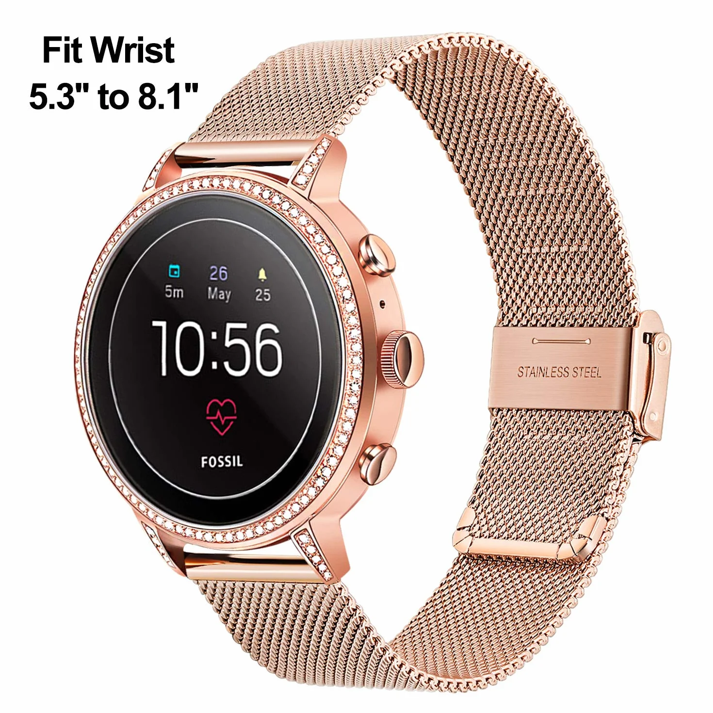 TRUMiRR Zamiennik dla Withings ScanWatch Hybrid 38 mm/36 mm, bransoletka Daniel Wellington, 18 mm, tkana bransoletka ze stali nierdzewnej do Withings Activite/Pop/Steel HR 36 mm, Fossil Gen 4 Q