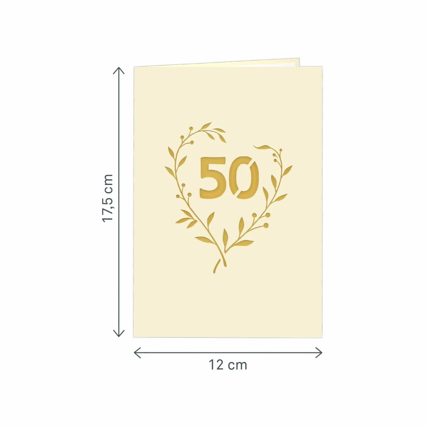 papercrush® Złota kartka na rocznicę ślubu pop up - karta podarunkowa 3D na 50 lat ślub, kartka z życzeniami z kopertą na pieniądze dla kobiet i mężczyzn (rodzice, dziadek, babcia)