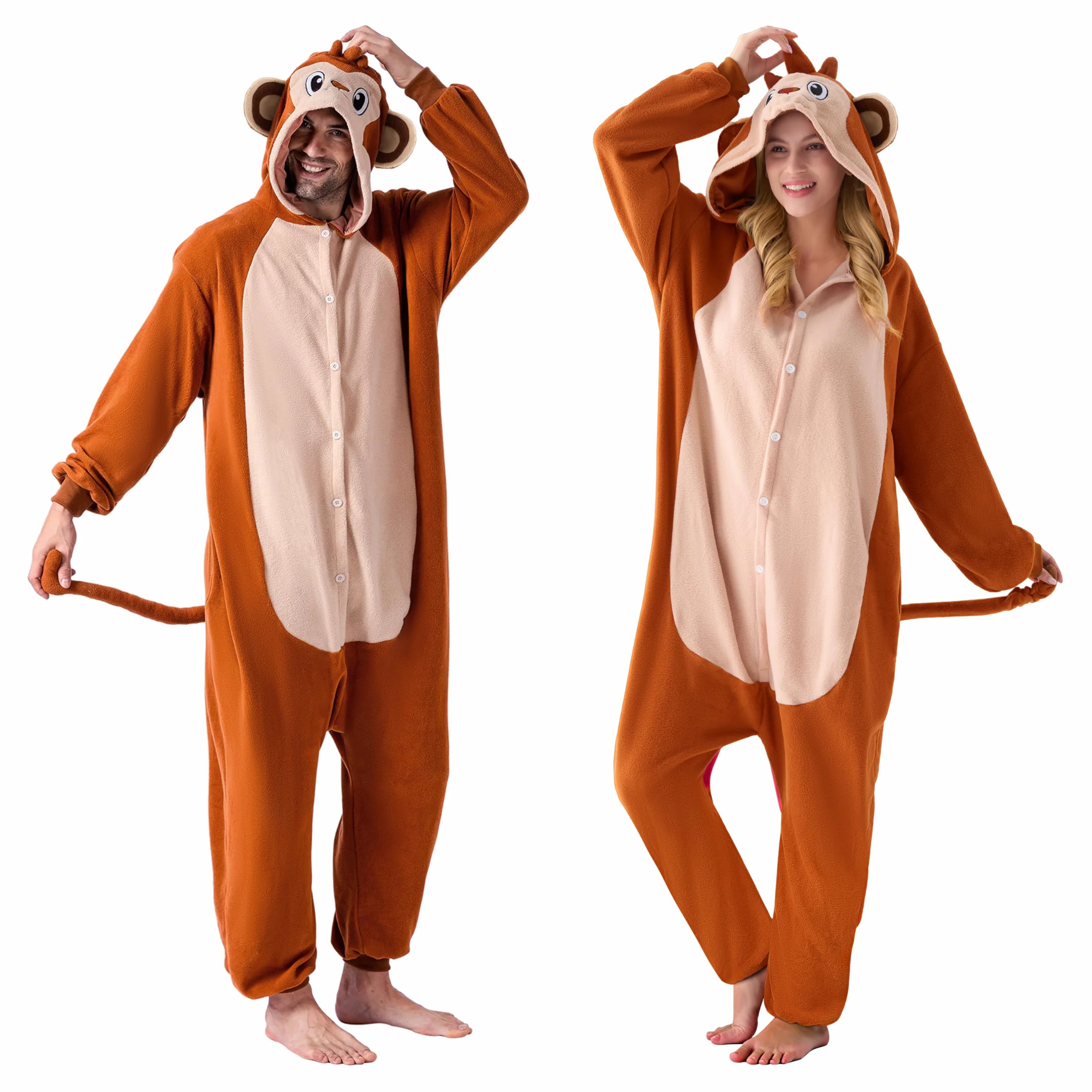 Spooktacular Creations Unisex piżama dla dorosłych, pluszowy kostium z ogonem kapelusza, do przebierania się, odgrywania ról, kostium na Halloween, rozmiar XL różowy